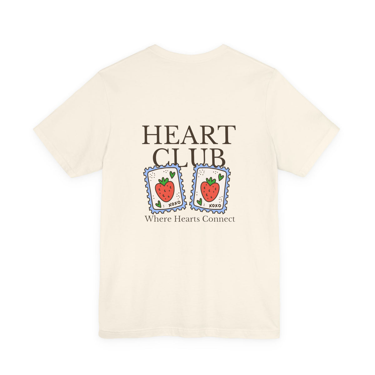 Heart Club Tee — Cute Strawberry Stamps Graphic Shirt (Where Hearts Connect)