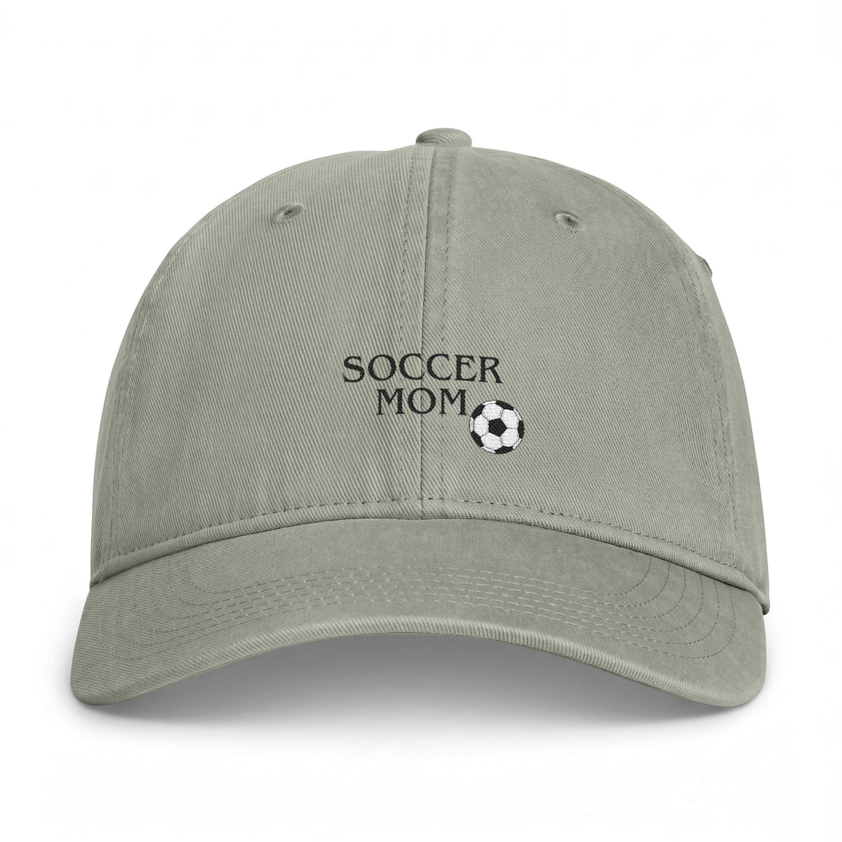 Soccer Mom Washed Baseball Cap — Embroidered Soccer Ball