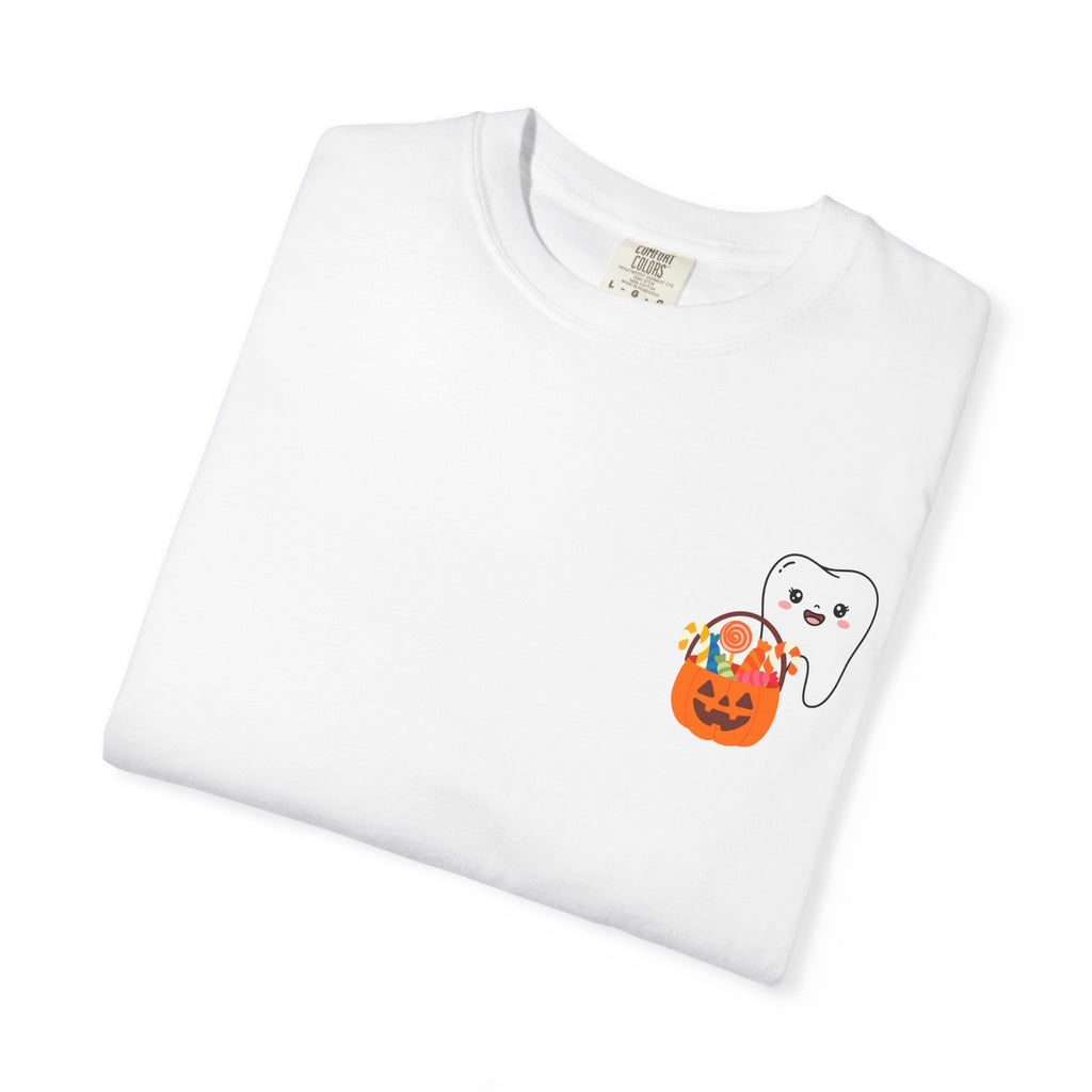 Tooth Witch T‑Shirt — Cute Halloween Dental Tee (“Let Me Brush Your Fangs”)