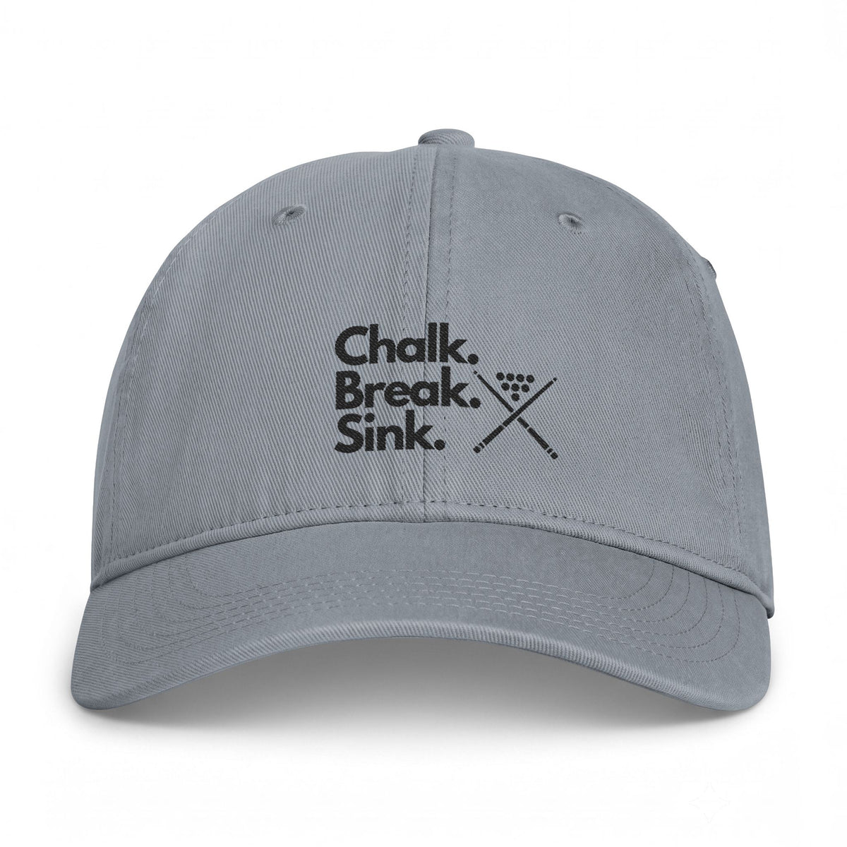 Chalk. Break. Sink. Embroidered Washed Cap — Casual Coastal Billiards Hat