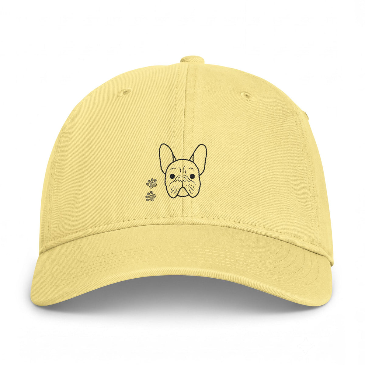 Washed Cotton Cap with Minimal French Bulldog Outline — Coastal Casual Dad Hat