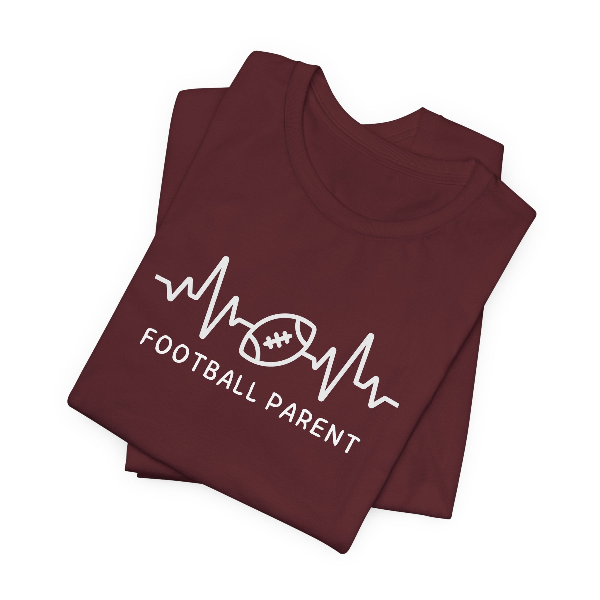 Football Parent T‑Shirt — Heartbeat EKG Football Design for Proud Moms & Dads