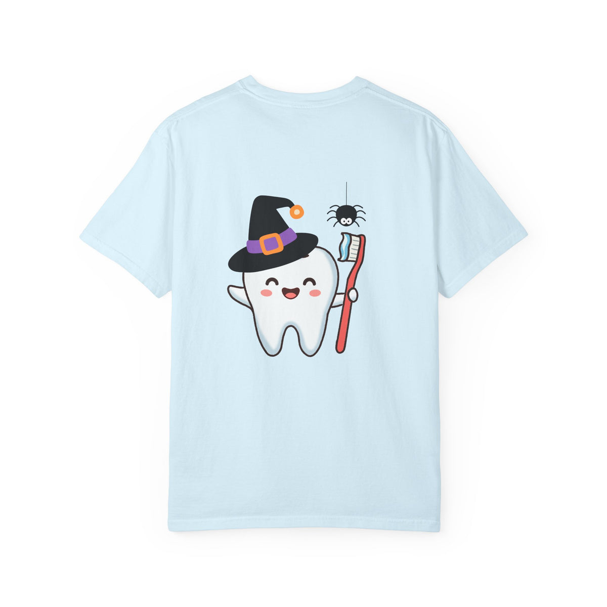 Tooth Fairy Halloween T-Shirt — Cute Witch Tooth with Toothbrush & Spider