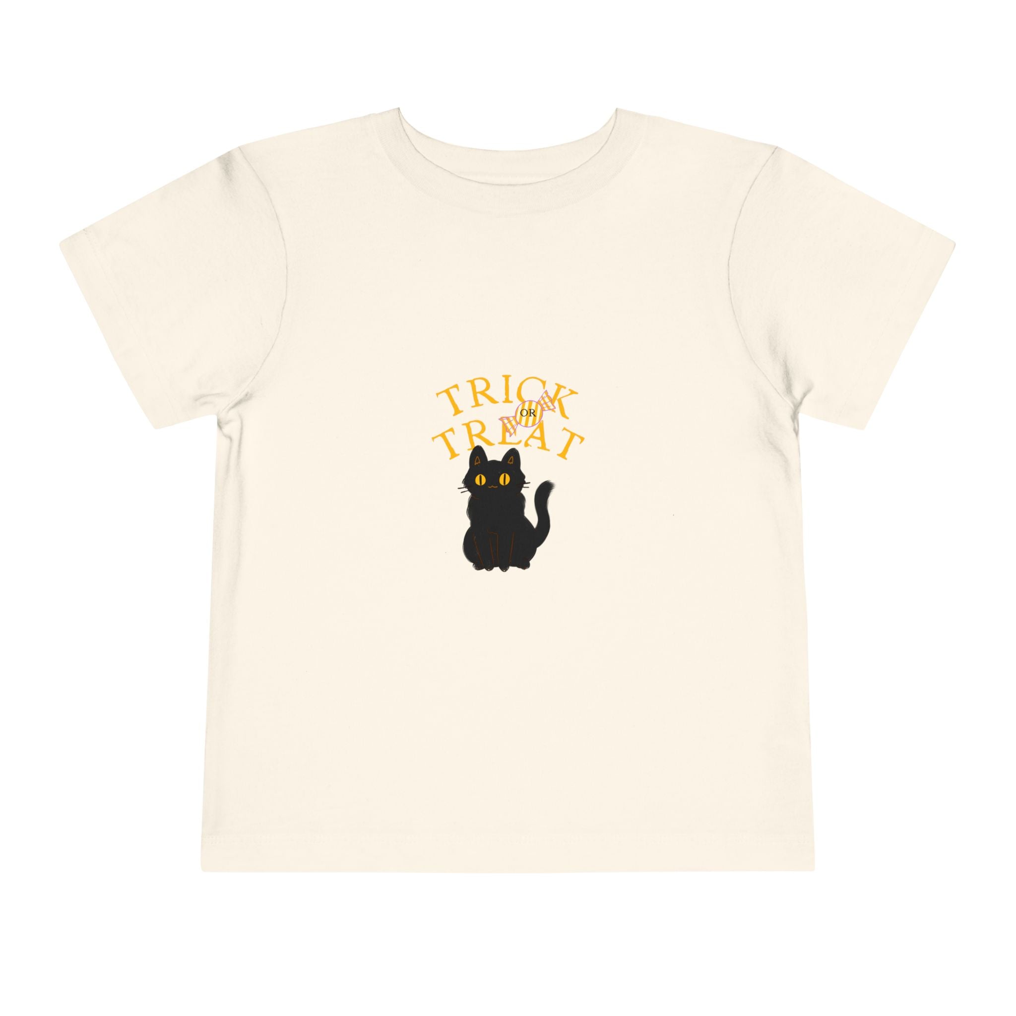 Toddler Tee — "Trick or Treat" Black Cat Halloween Shirt