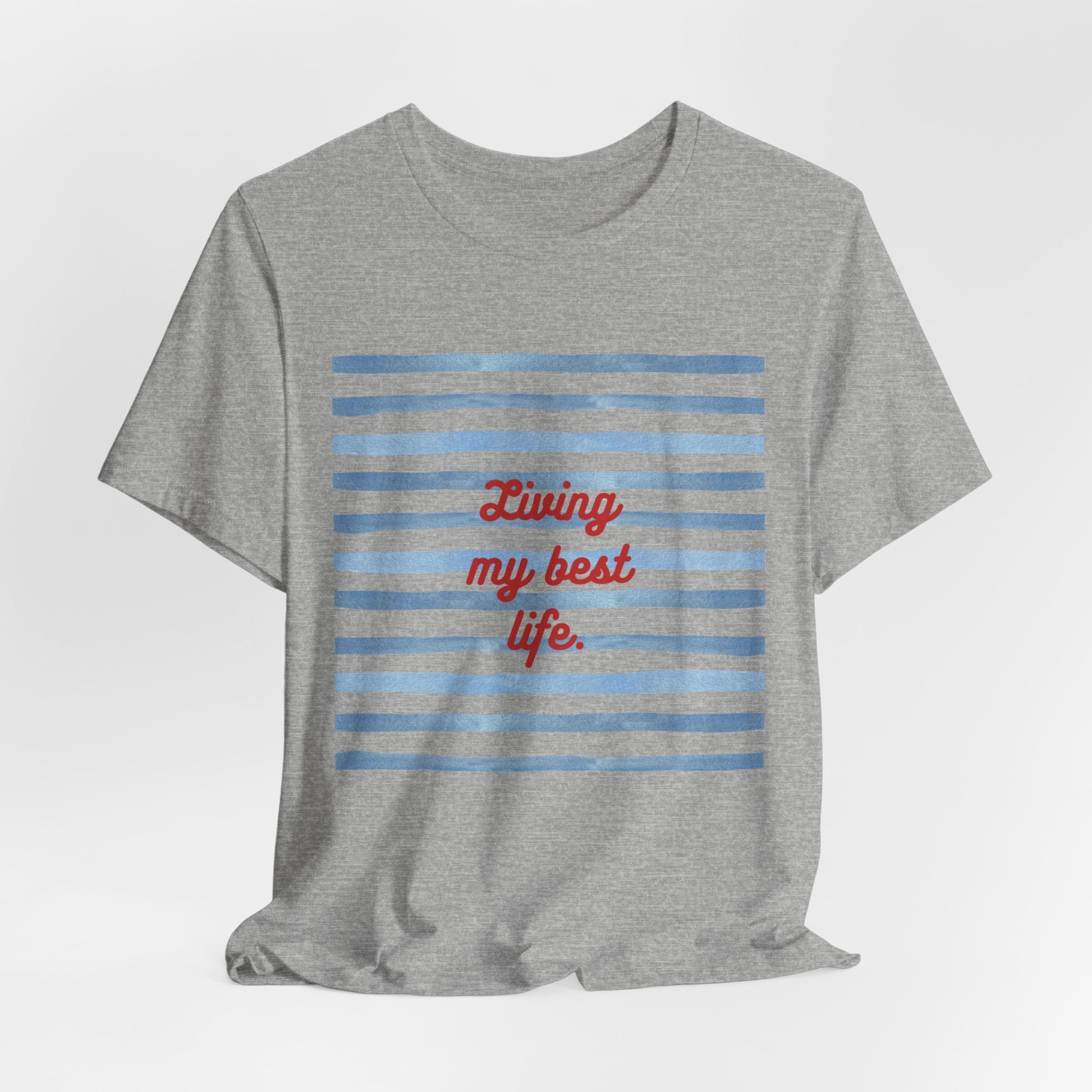 Living My Best Life Tee — Striped Nautical Graphic T-Shirt