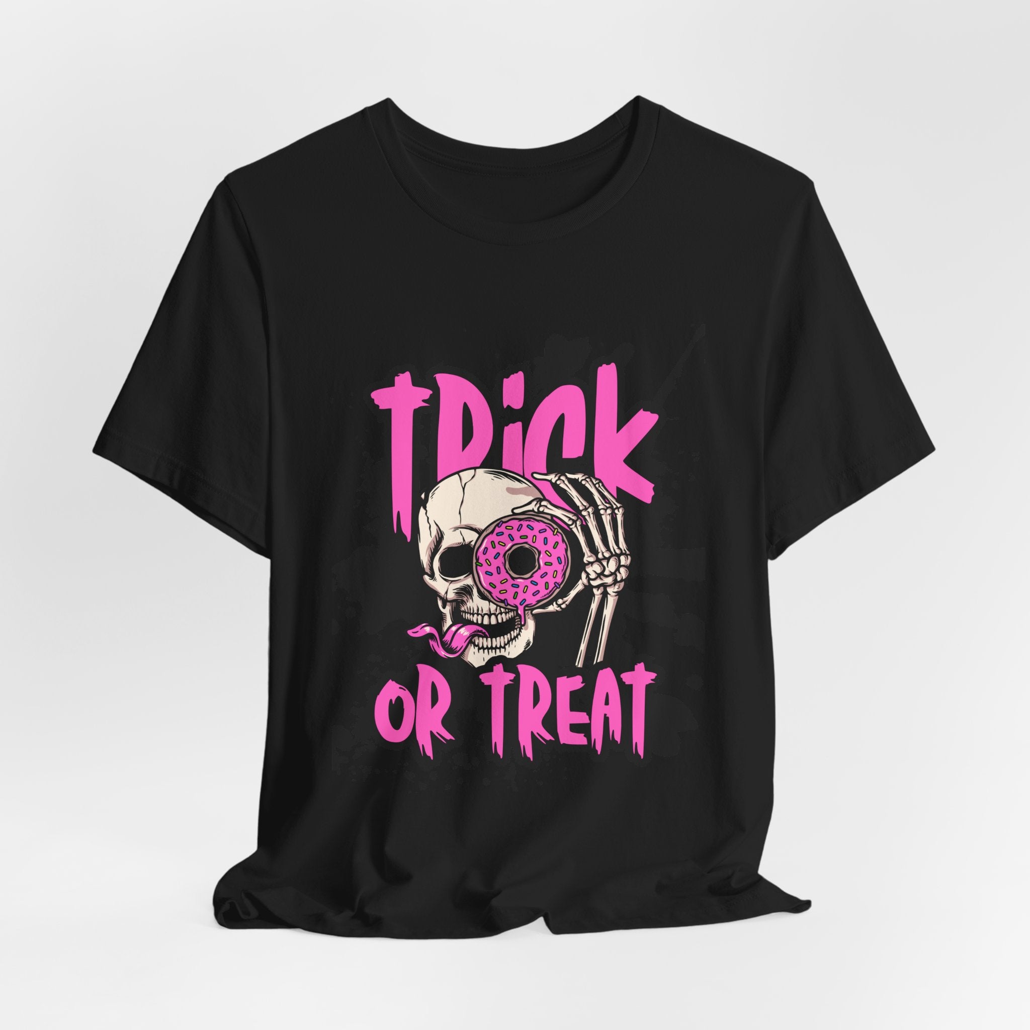 Halloween Skull Donut Tee — "Trick or Treat" Graphic T-Shirt