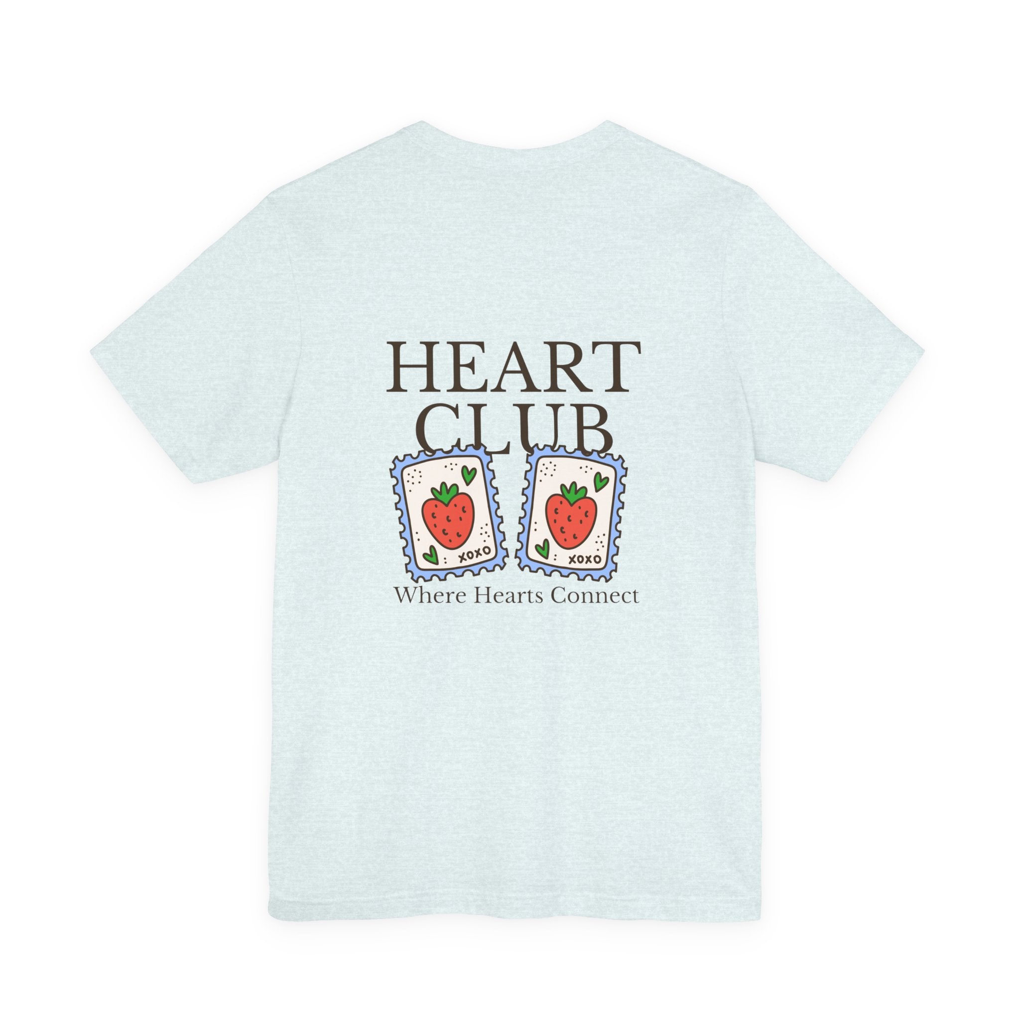 Heart Club Tee — Cute Strawberry Stamps Graphic Shirt (Where Hearts Connect)