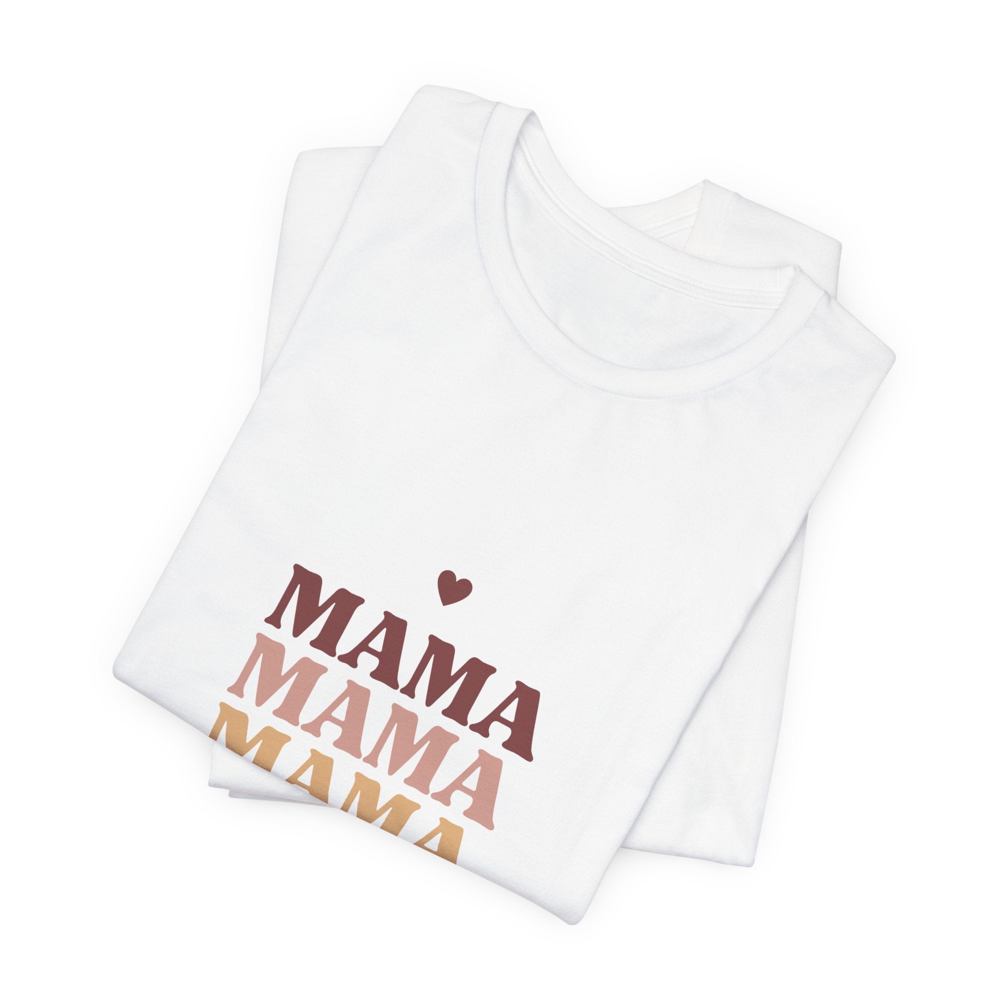 Mama Stack T‑Shirt — Retro Heart Mom Tee for Mother’s Day