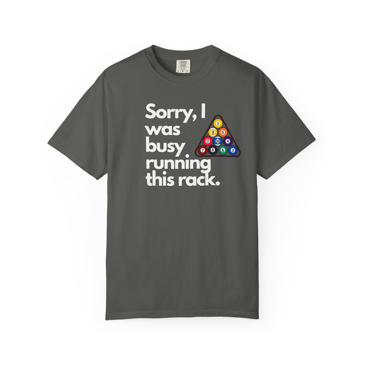 Billiards Triangle Pool Balls Pocket Tee — Colorful Mini Chest Graphic T-Shirt