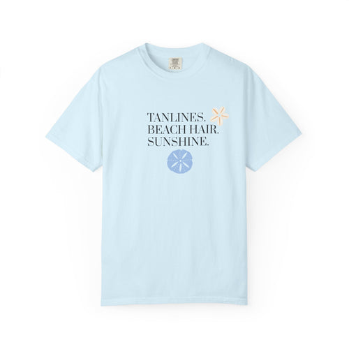 Beach Vibes T-Shirt — "Tan Lines, Beach Hair, Sunshine" Graphic Tee