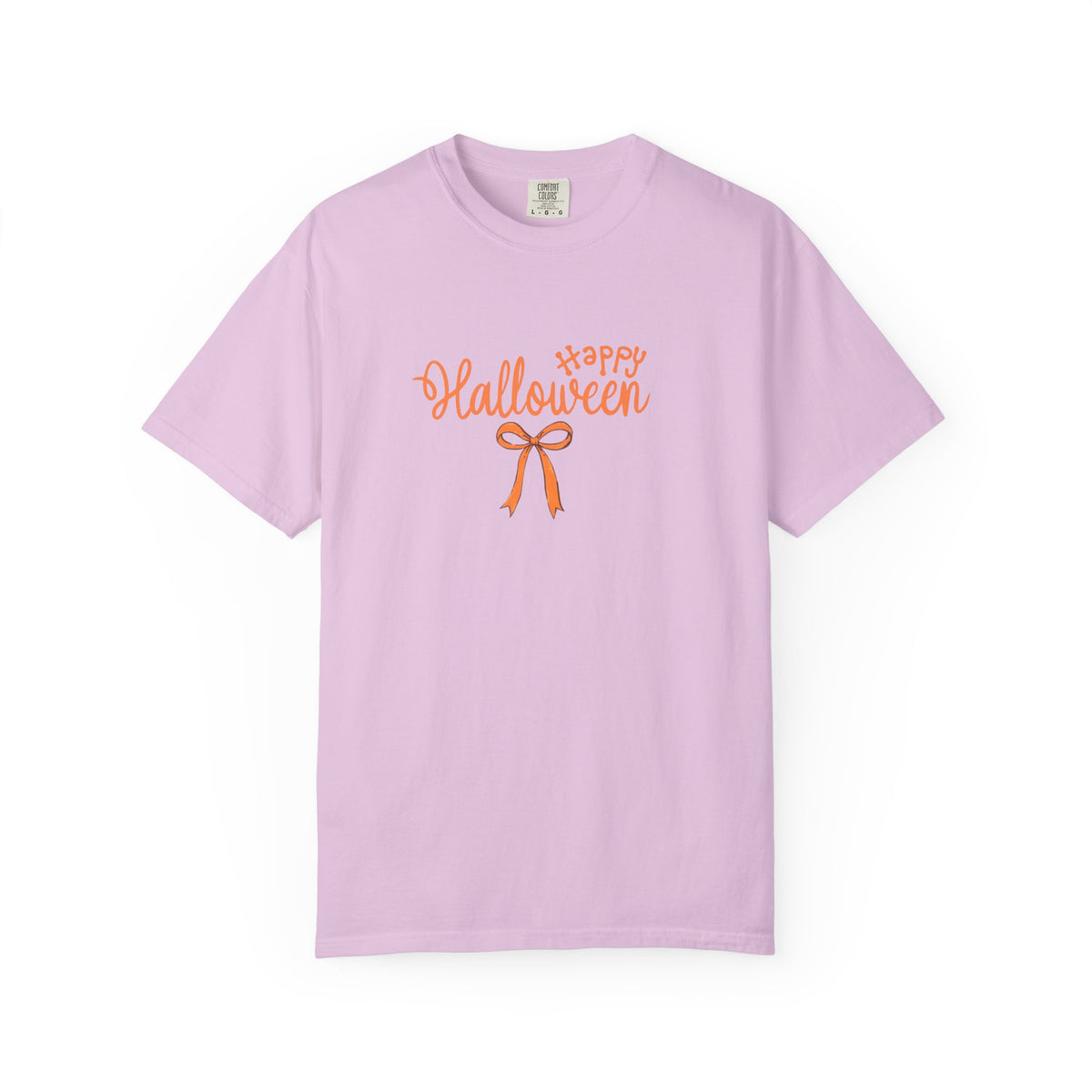 Halloween Bow T-Shirt — 'Happy Halloween' Orange Script Tee
