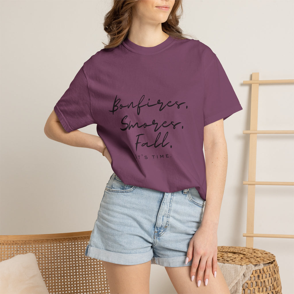 Fall Vibes T-Shirt — "Bonfires. S'mores. Fall. It's Time."