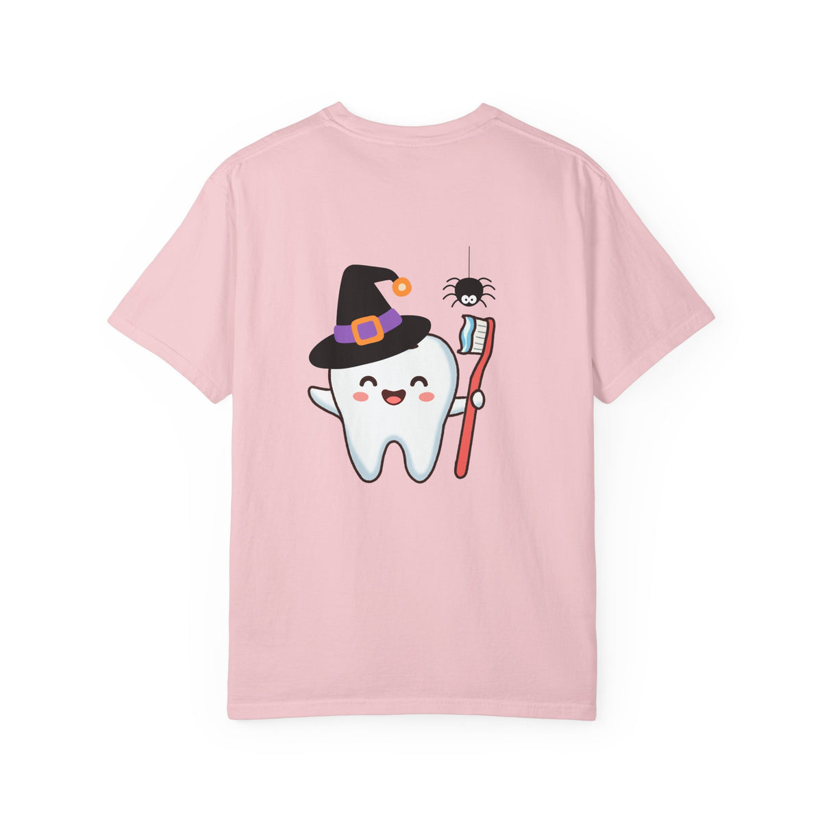Tooth Fairy Halloween T-Shirt — Cute Witch Tooth with Toothbrush & Spider