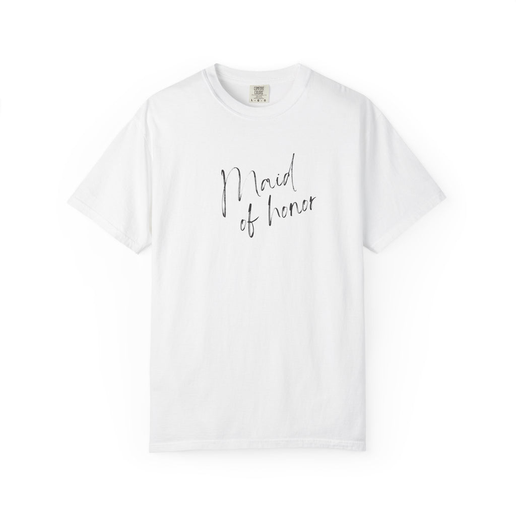 Bridal Party T-Shirt — “Maid of Honor” Front & ‘Partying with Team Bride’ Cocktail Back