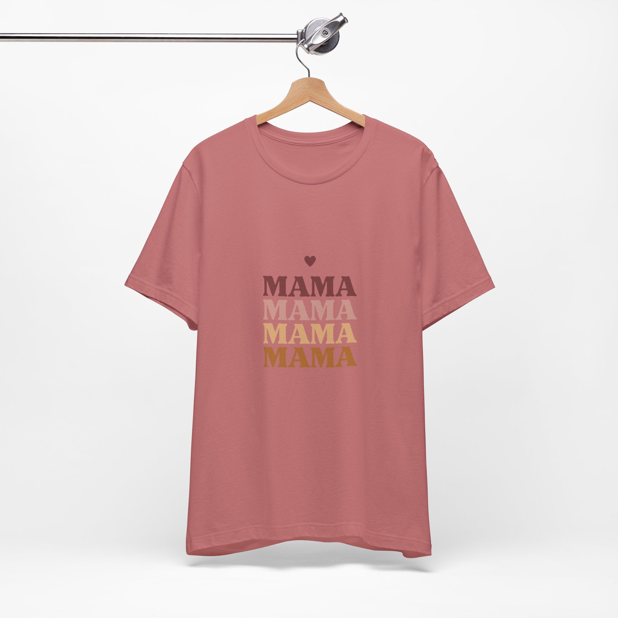 Mama Stack T‑Shirt — Retro Heart Mom Tee for Mother’s Day