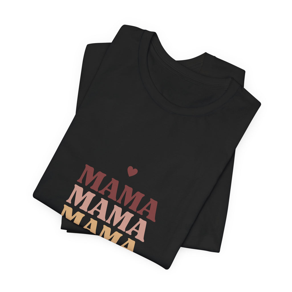 Mama Stack T‑Shirt — Retro Heart Mom Tee for Mother’s Day