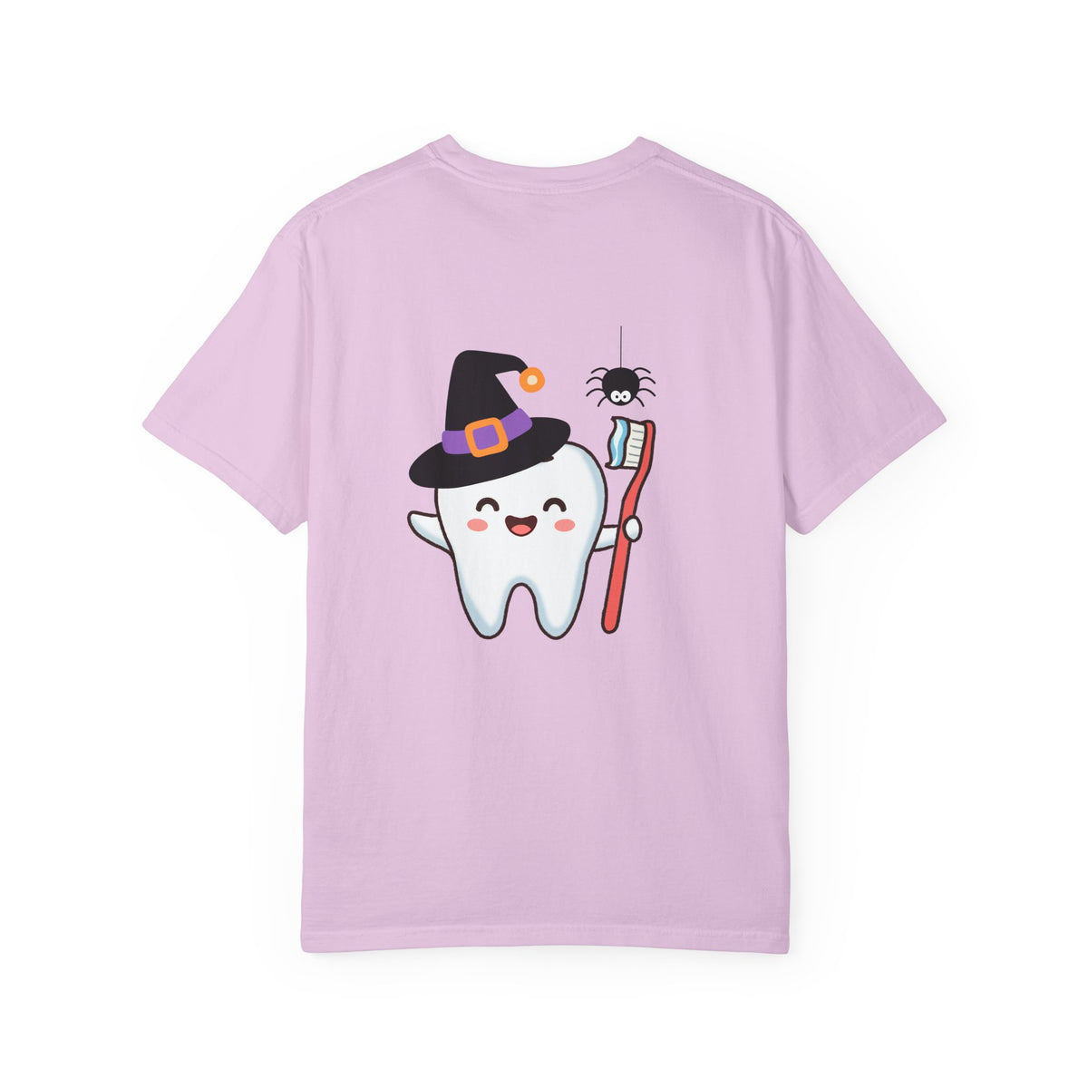 Tooth Fairy Halloween T-Shirt — Cute Witch Tooth with Toothbrush & Spider