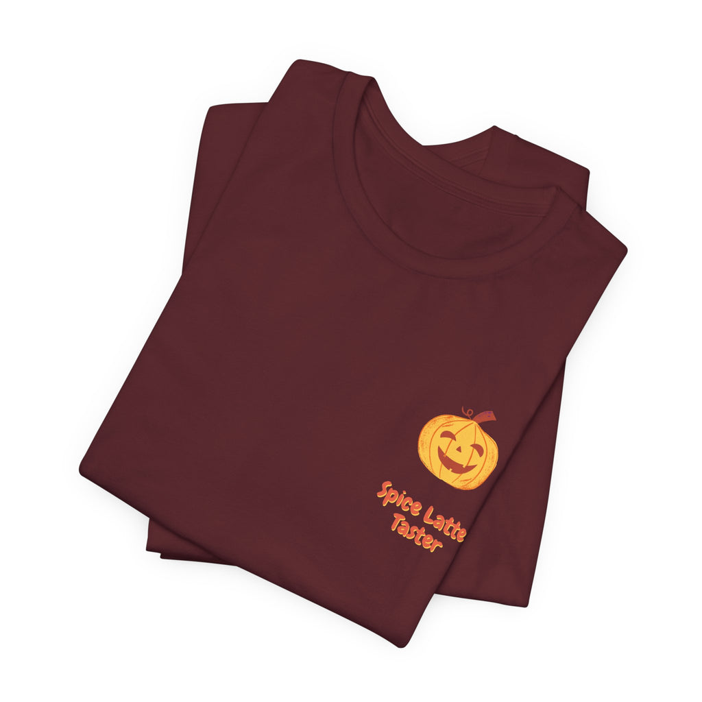 Pumpkin Spice Latte Tee — “Spice Latte Taster” Chest Logo & Back ‘It’s Time!’ Graphic