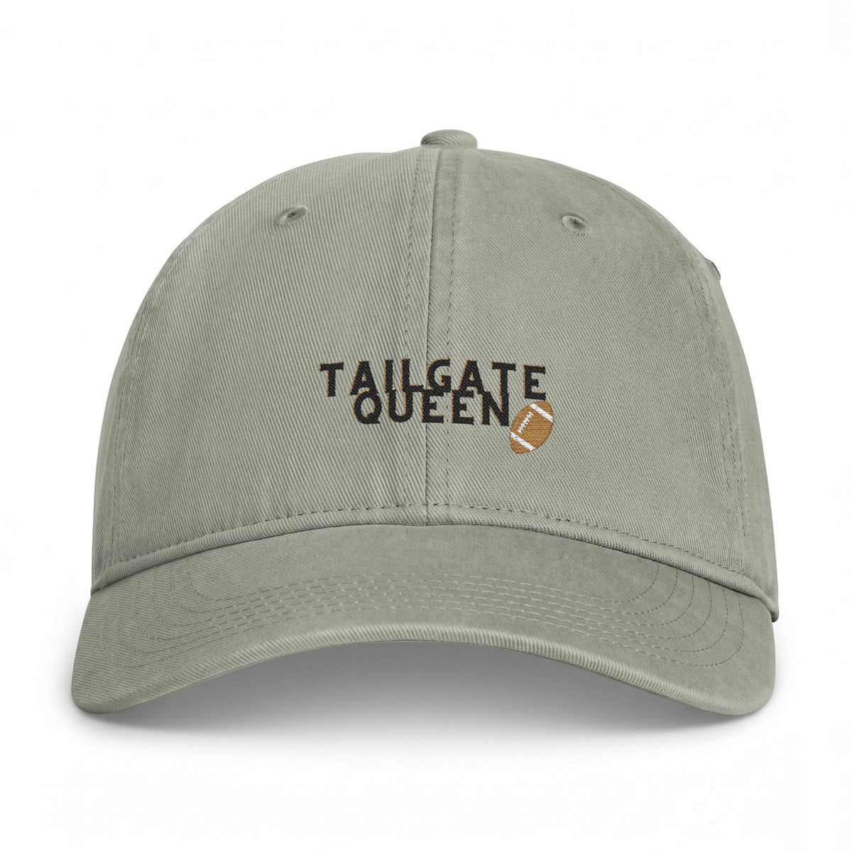 Tailgate Queen Washed Cap — Embroidered Football Hat for Game Day