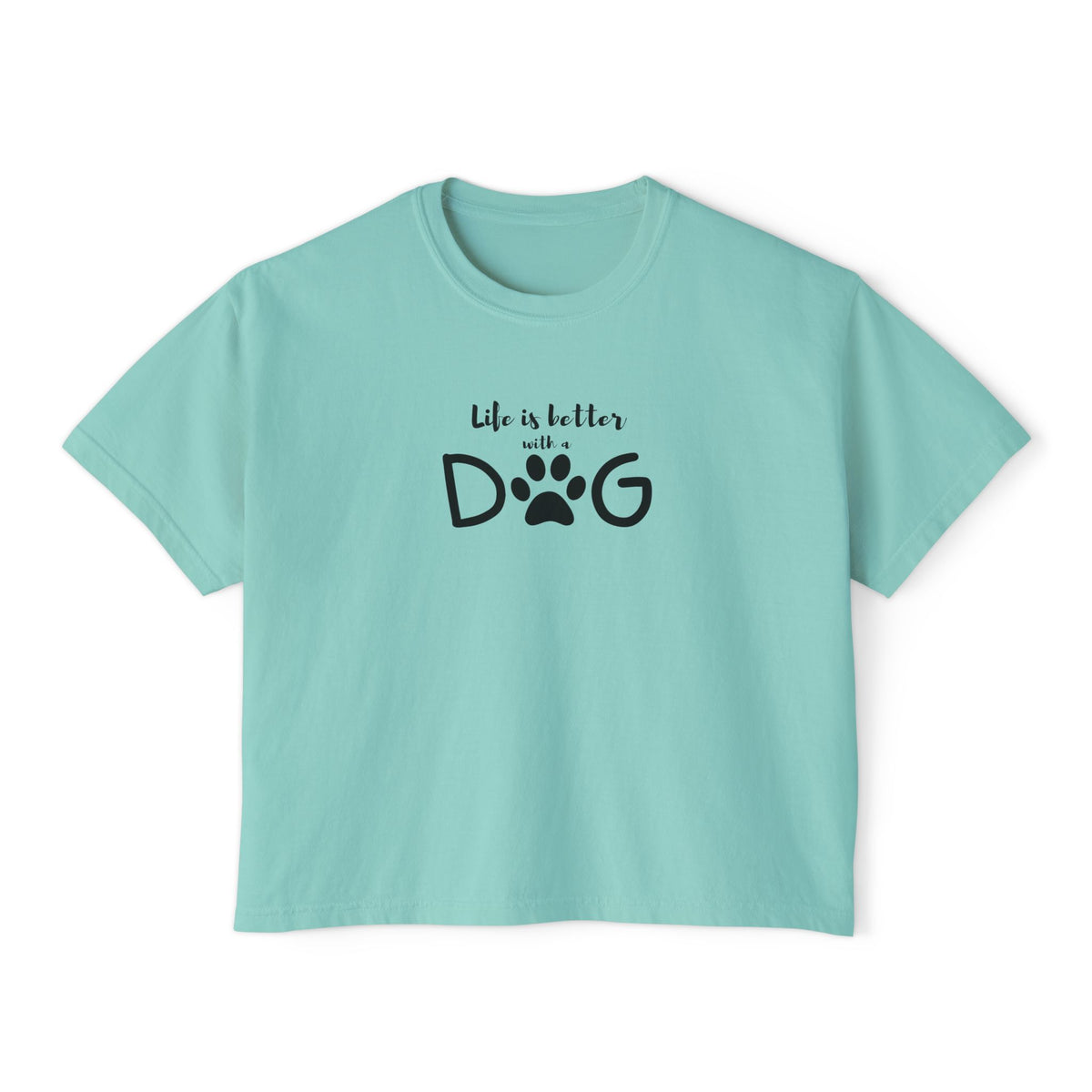 Dog Lover Boxy Tee — “Life Is Better With Dog” Cute Paw Graphic