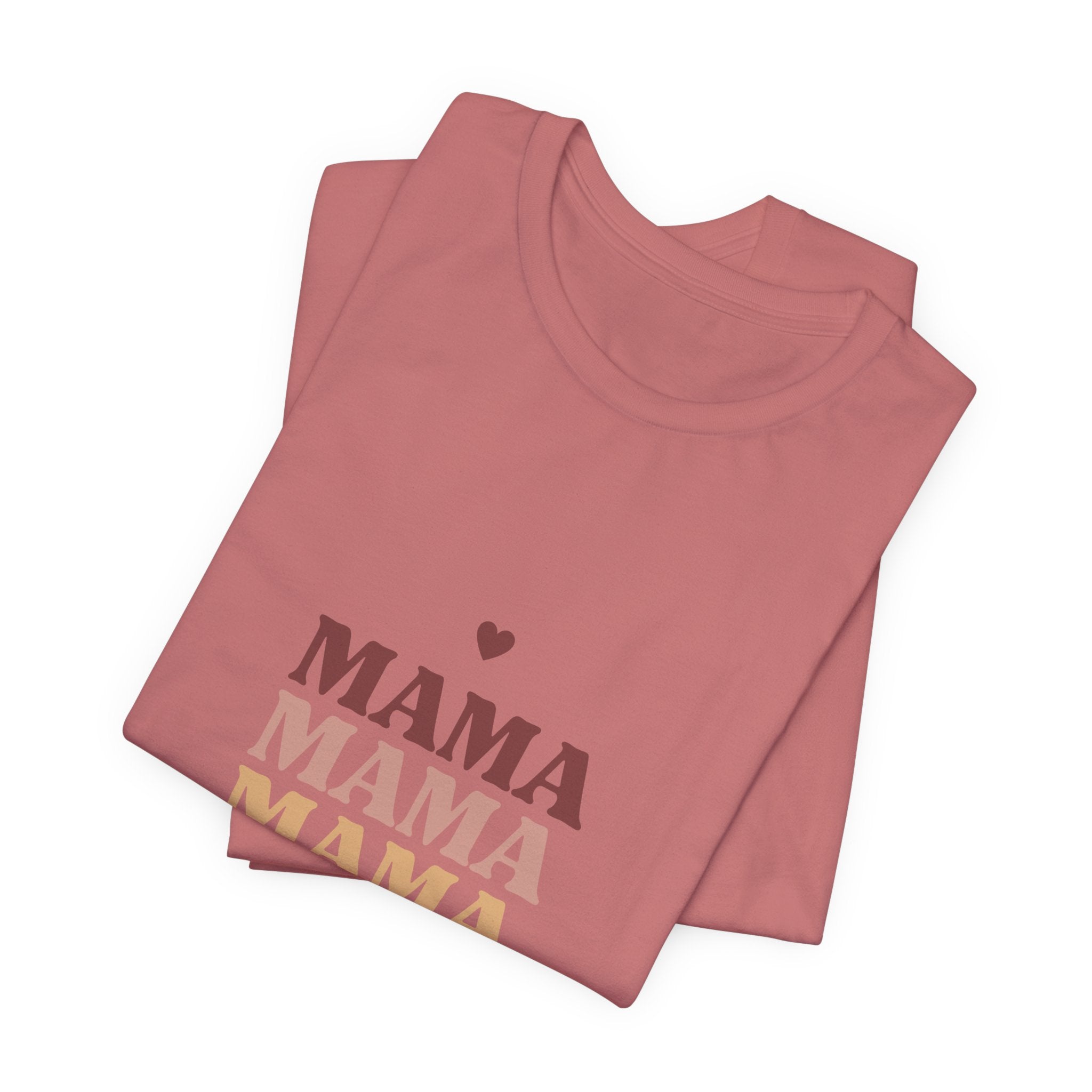 Mama Stack T‑Shirt — Retro Heart Mom Tee for Mother’s Day