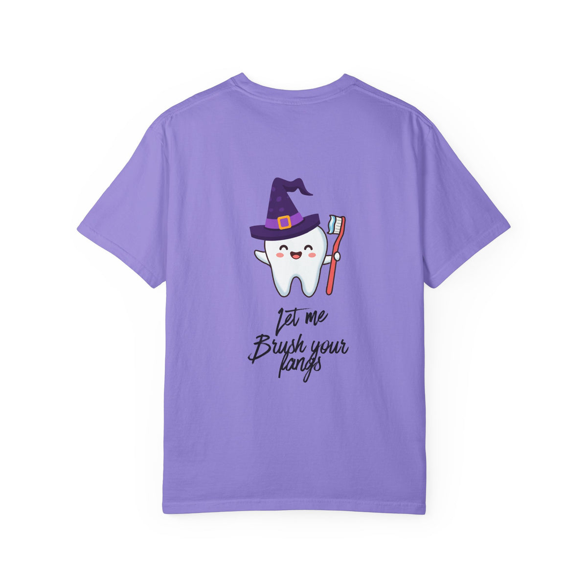 Tooth Witch T‑Shirt — Cute Halloween Dental Tee (“Let Me Brush Your Fangs”)