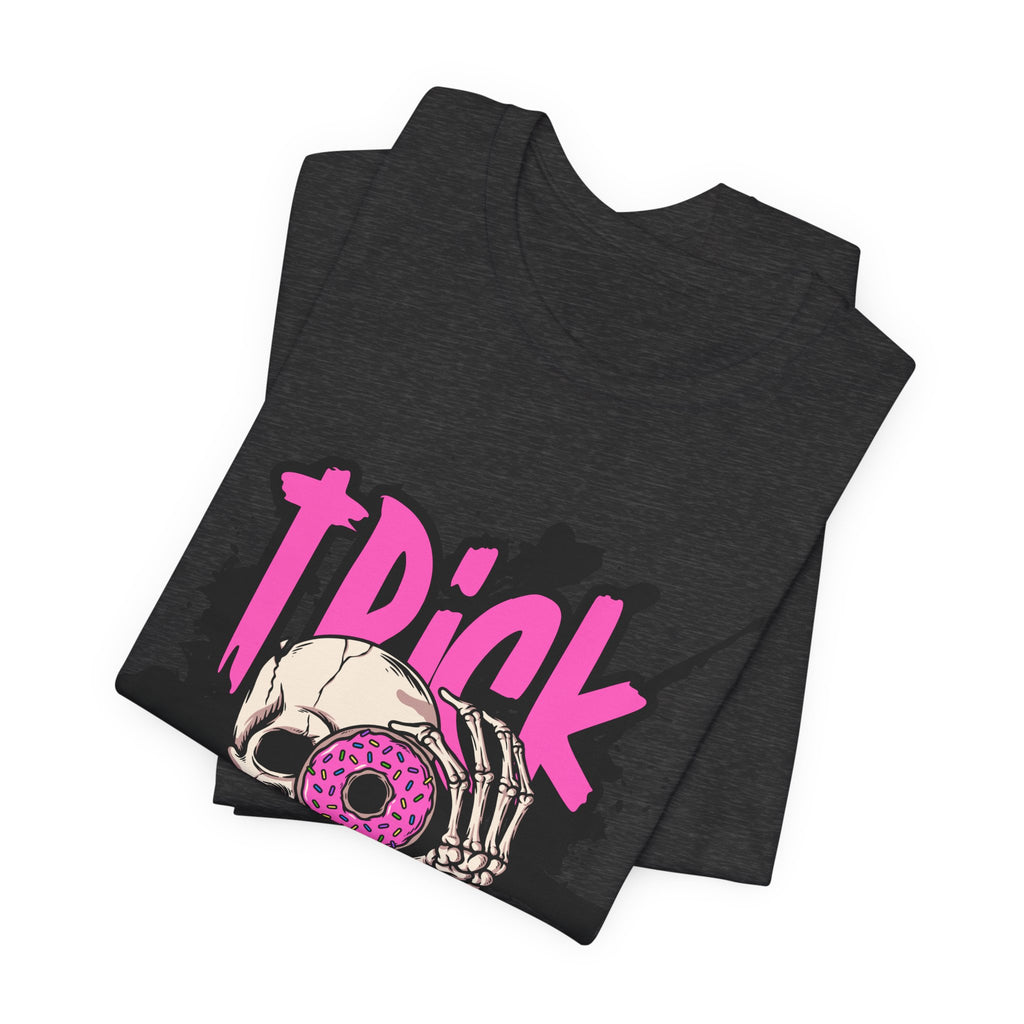 Halloween Skull Donut Tee — "Trick or Treat" Graphic T-Shirt