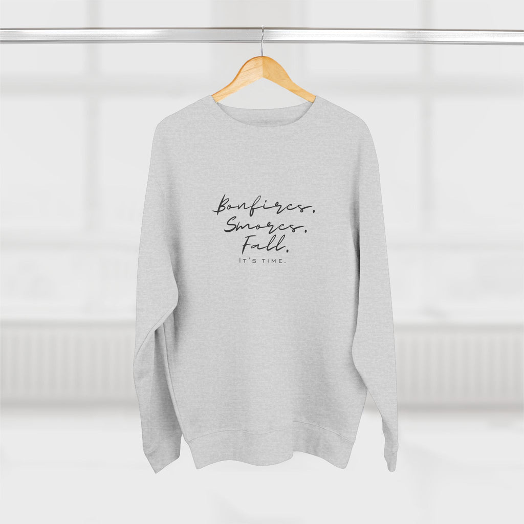 Cozy Seasons Crewneck Sweatshirt — "Sunrise. Summer. Fall." Script Pullover