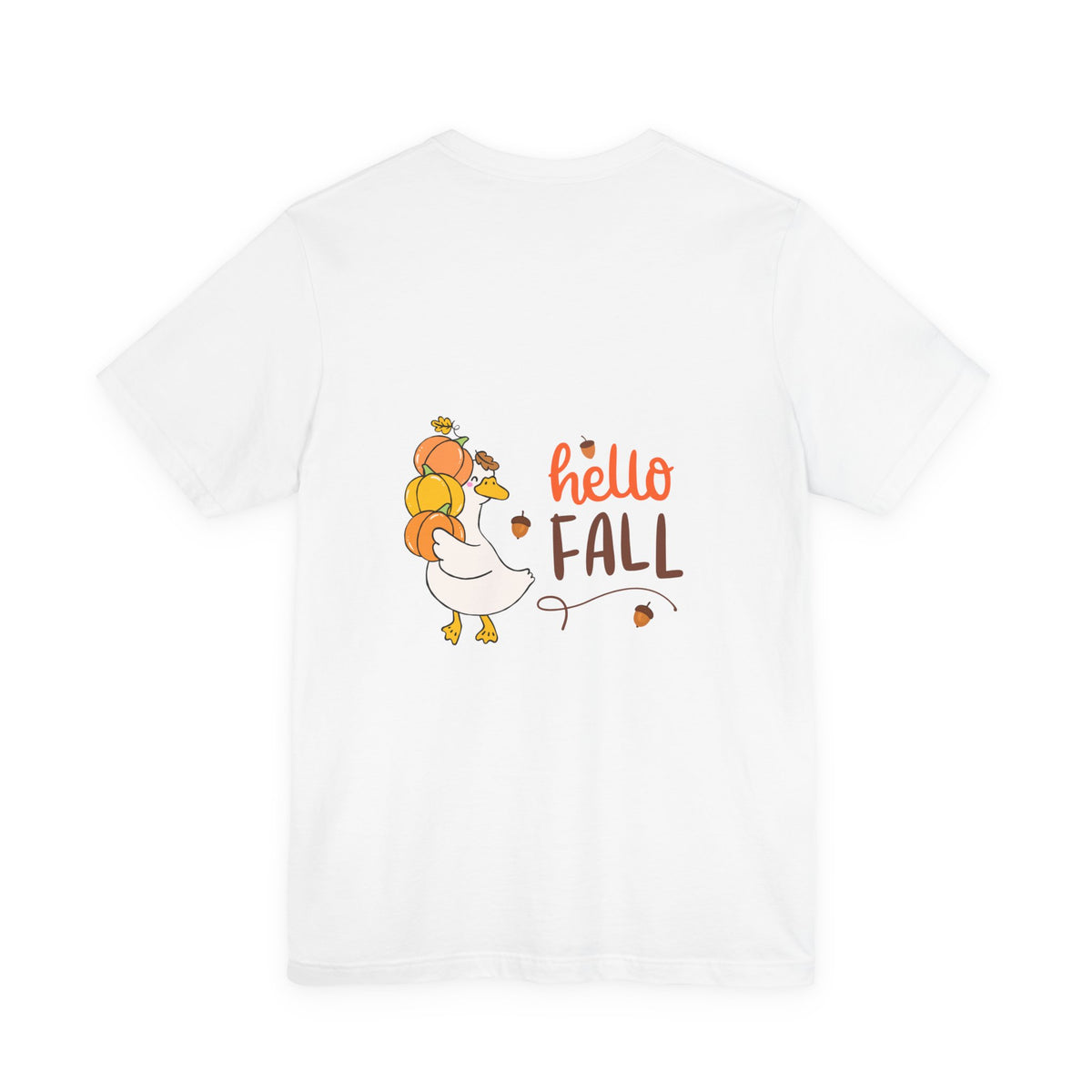 Hello Fall Tee — Cute Goose with Pumpkins Autumn Shirt