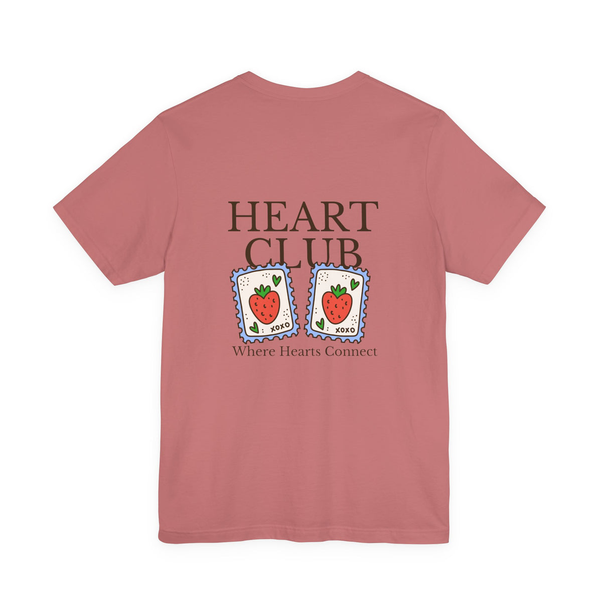 Heart Club Tee — Cute Strawberry Stamps Graphic Shirt (Where Hearts Connect)