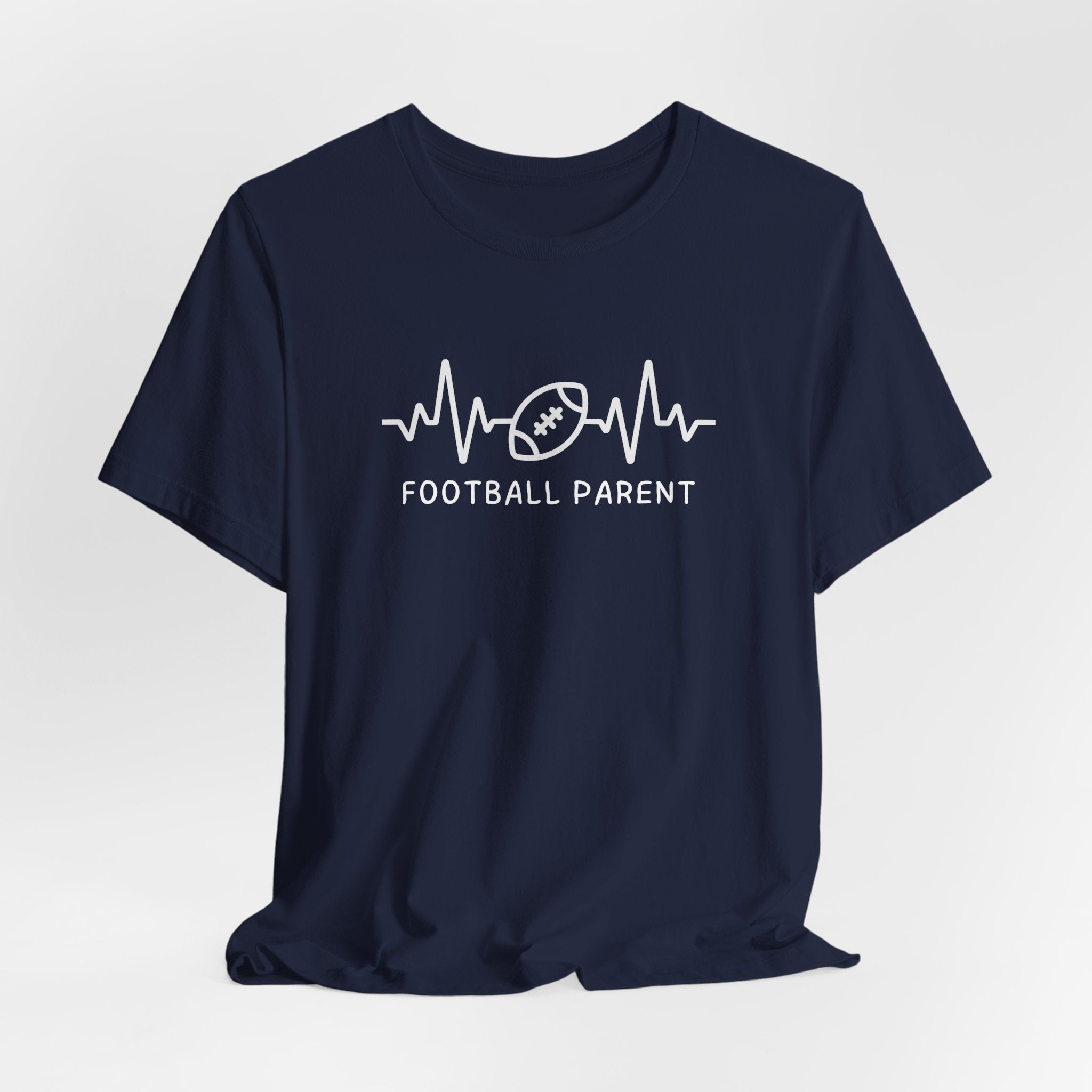 Football Parent T‑Shirt — Heartbeat EKG Football Design for Proud Moms & Dads