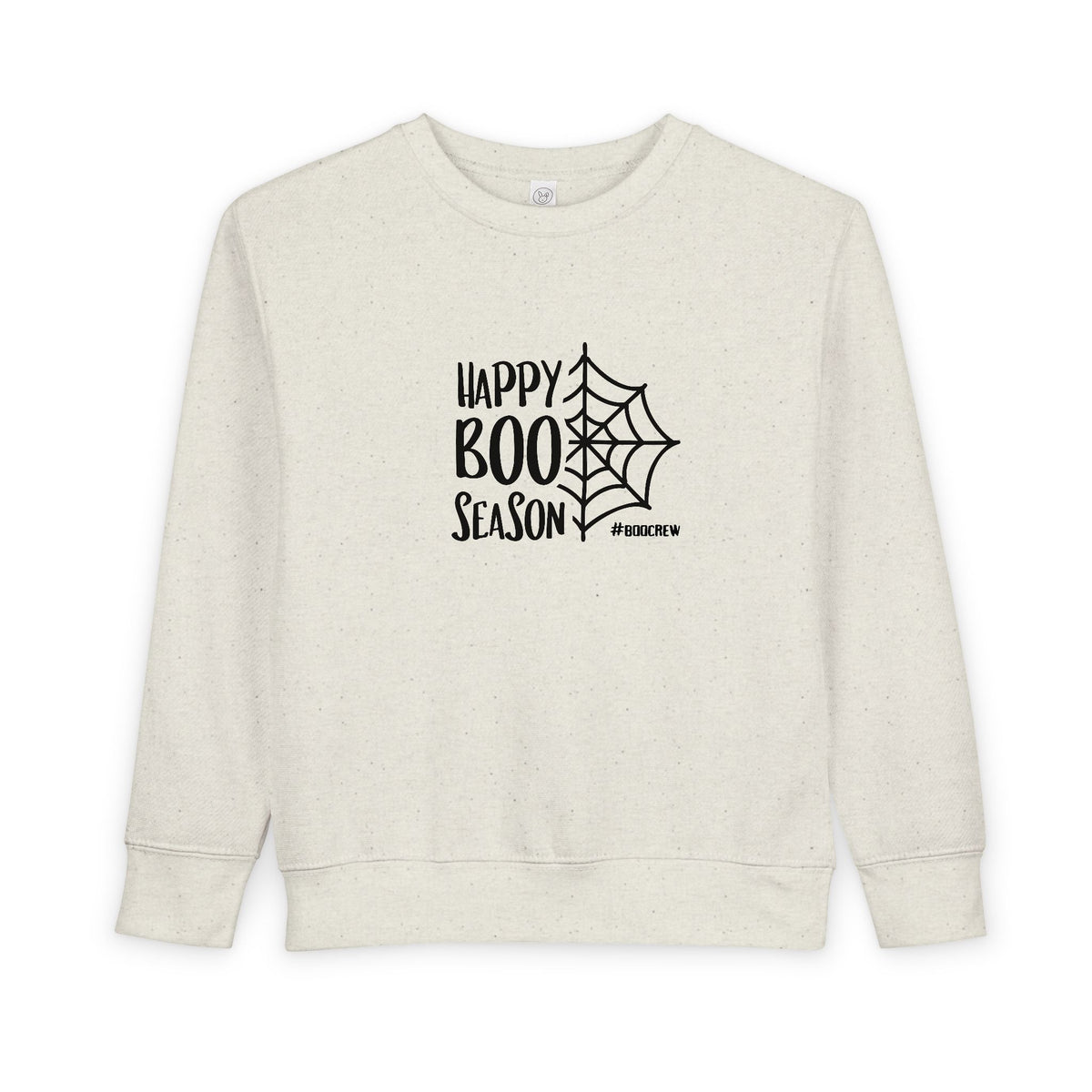 Toddler Sweatshirt - "Happy Boo Season" Halloween Spiderweb Kids Pullover