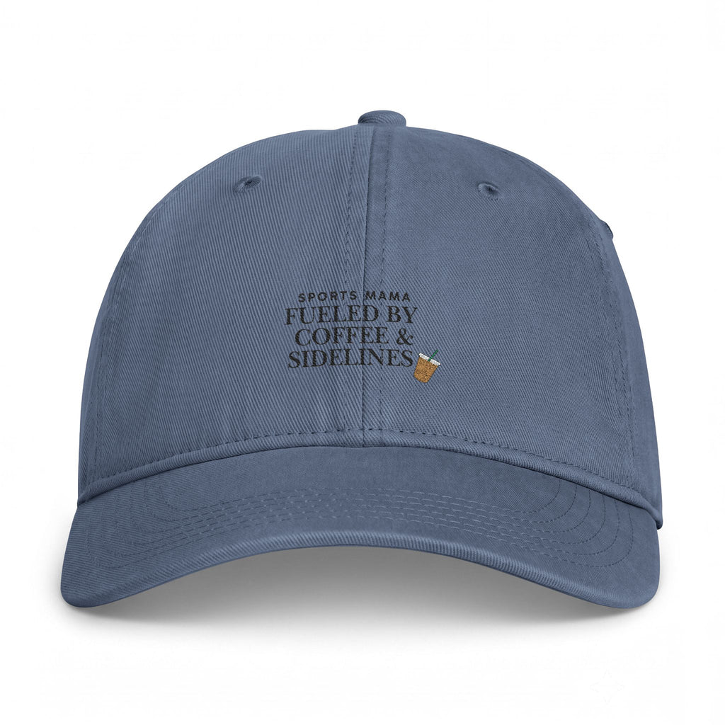 Sports Mama Washed Cap — "Fueled by Coffee & Sidelines" Embroidered Coastal Hat