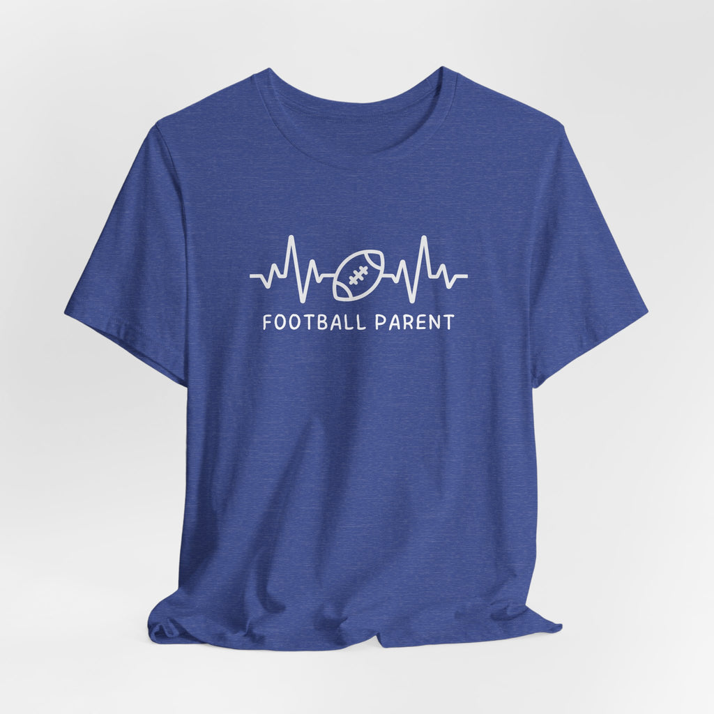 Football Parent T‑Shirt — Heartbeat EKG Football Design for Proud Moms & Dads