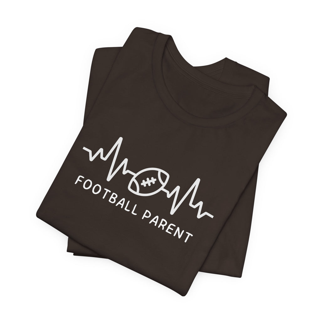 Football Parent T‑Shirt — Heartbeat EKG Football Design for Proud Moms & Dads
