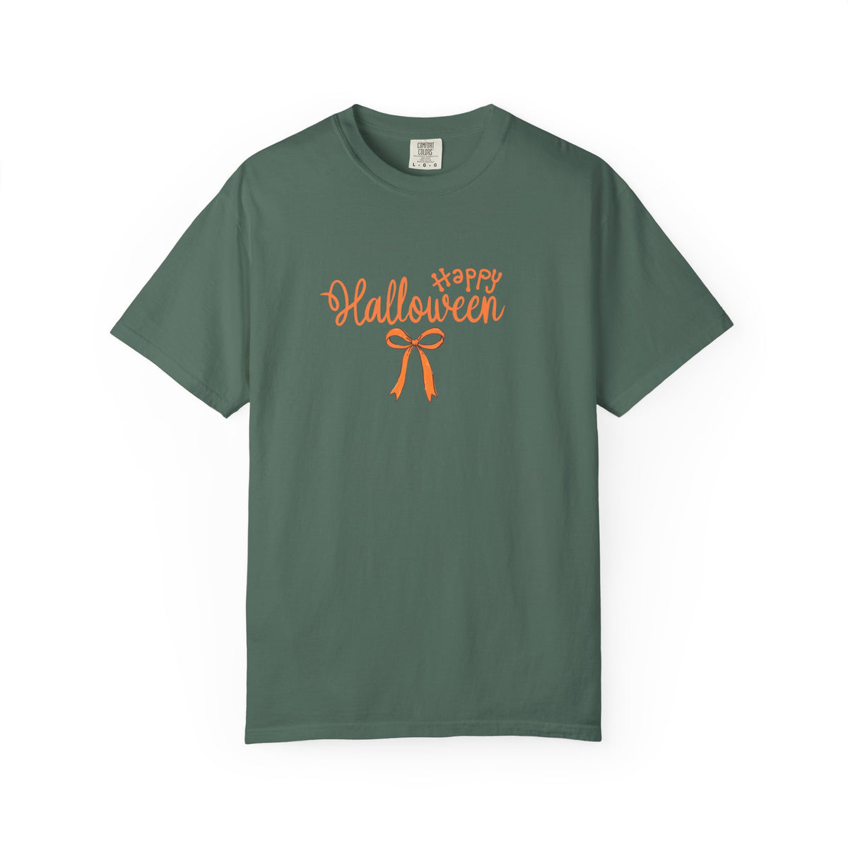 Halloween Bow T-Shirt — 'Happy Halloween' Orange Script Tee