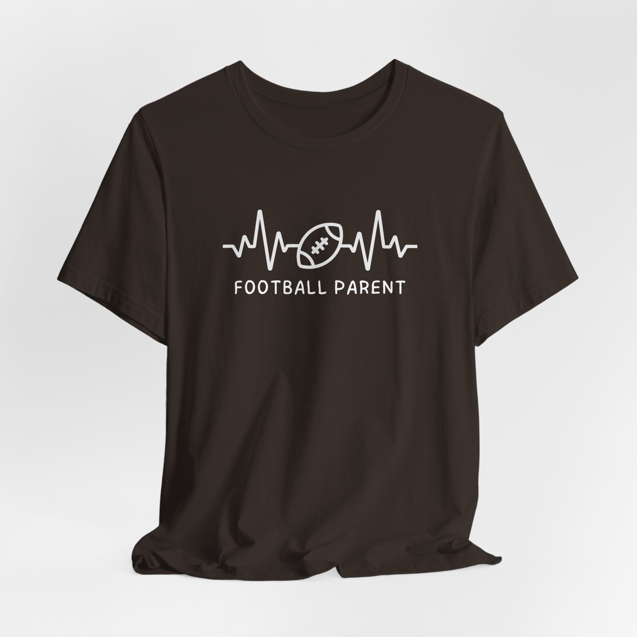 Football Parent T‑Shirt — Heartbeat EKG Football Design for Proud Moms & Dads