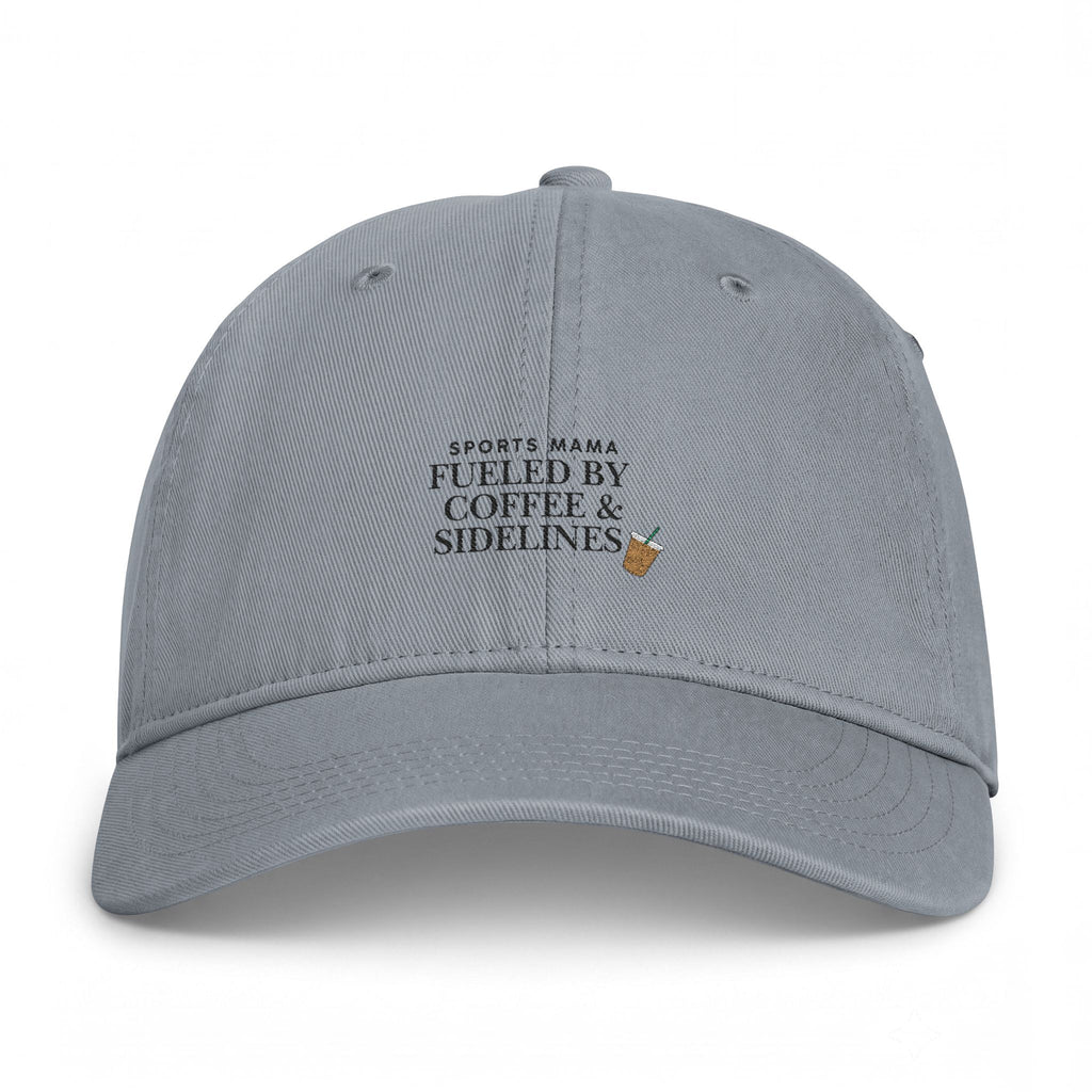 Sports Mama Washed Cap — "Fueled by Coffee & Sidelines" Embroidered Coastal Hat