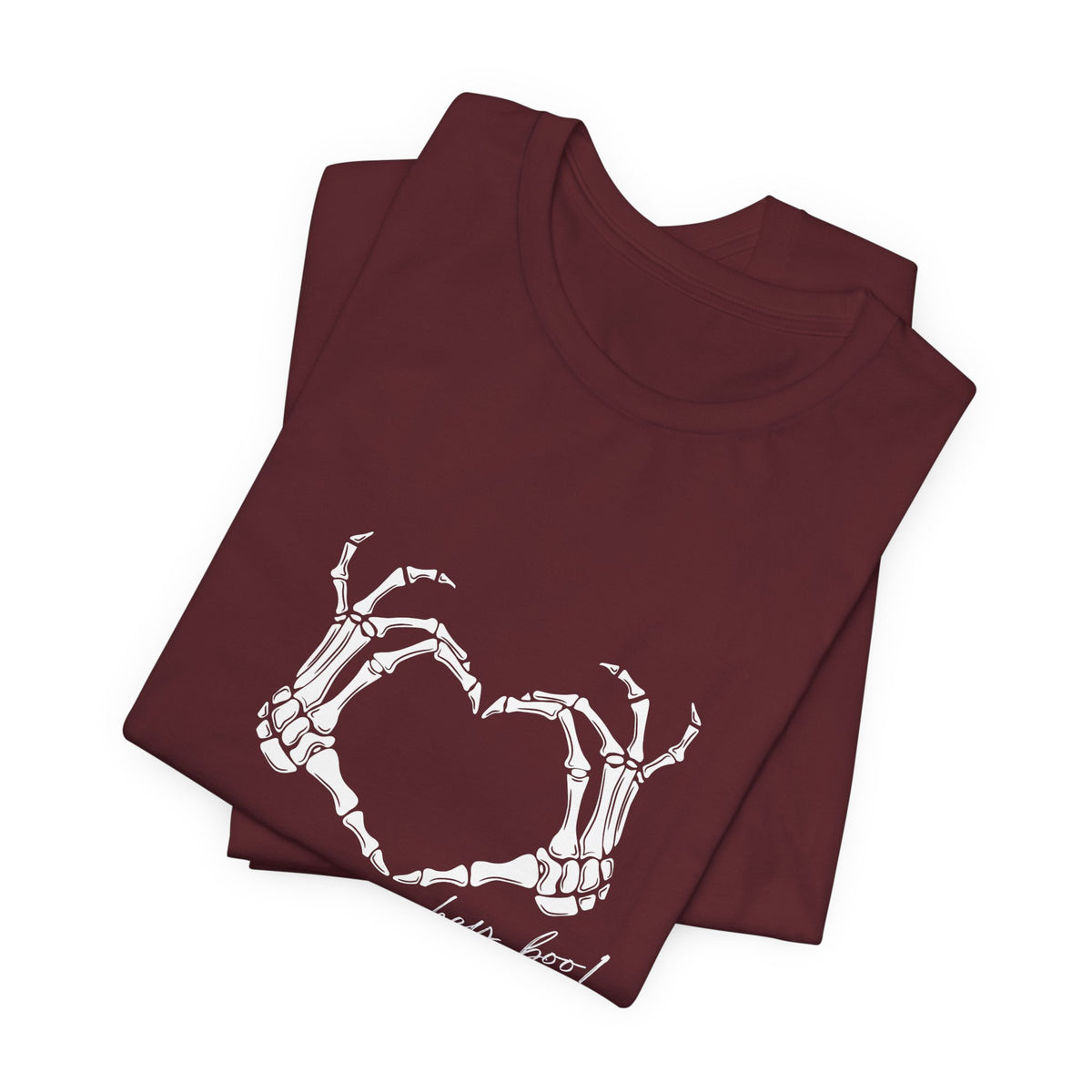 Skeleton Hands Heart T-Shirt — "Hey, Boo!" Gothic Halloween Tee