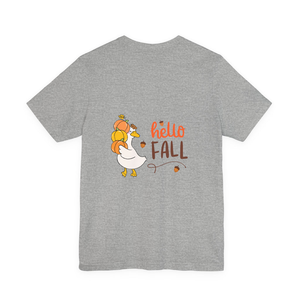 Hello Fall Tee — Cute Goose with Pumpkins Autumn Shirt