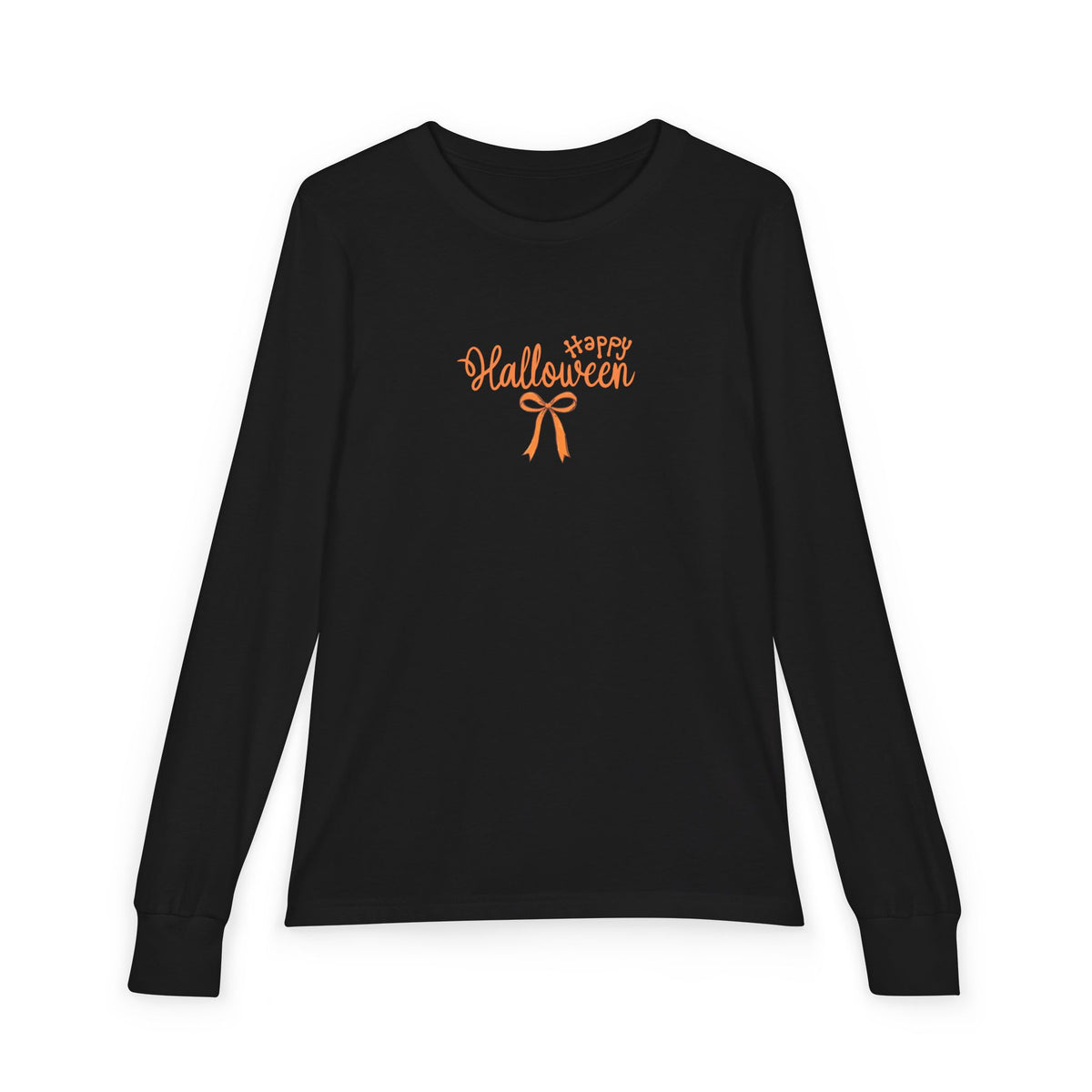 Youth Halloween Long Sleeve Tee — 'Happy Halloween' with Bow