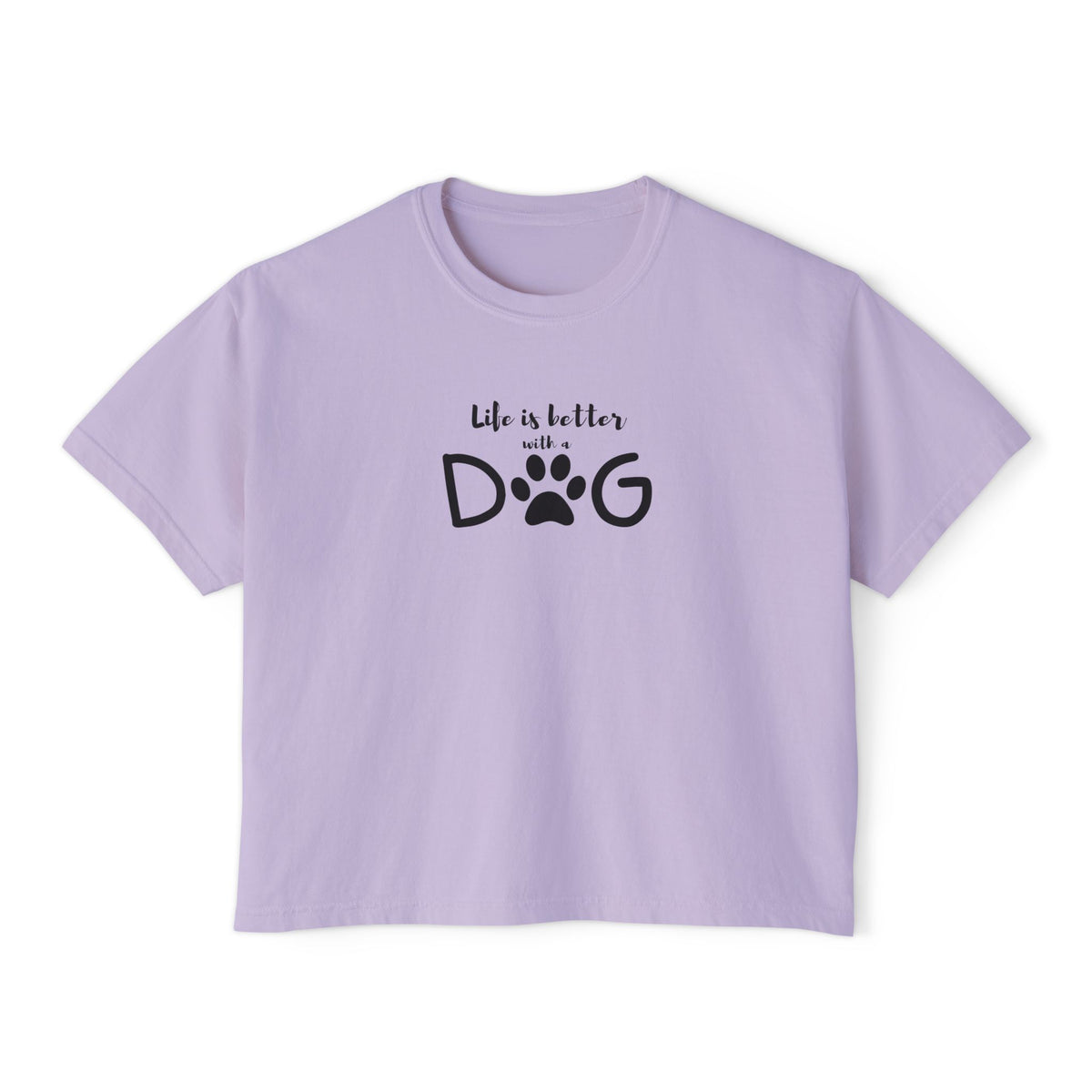 Dog Lover Boxy Tee — “Life Is Better With Dog” Cute Paw Graphic