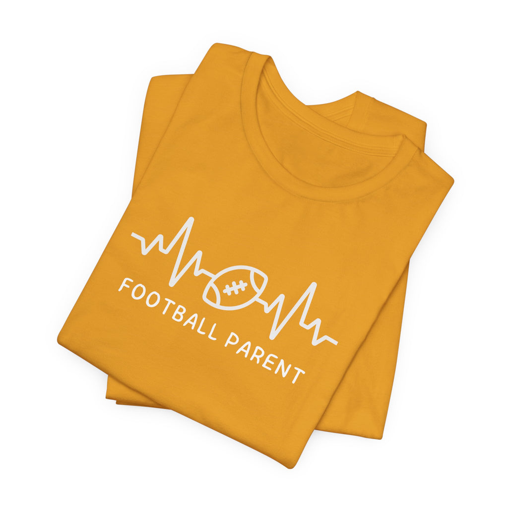 Football Parent T‑Shirt — Heartbeat EKG Football Design for Proud Moms & Dads