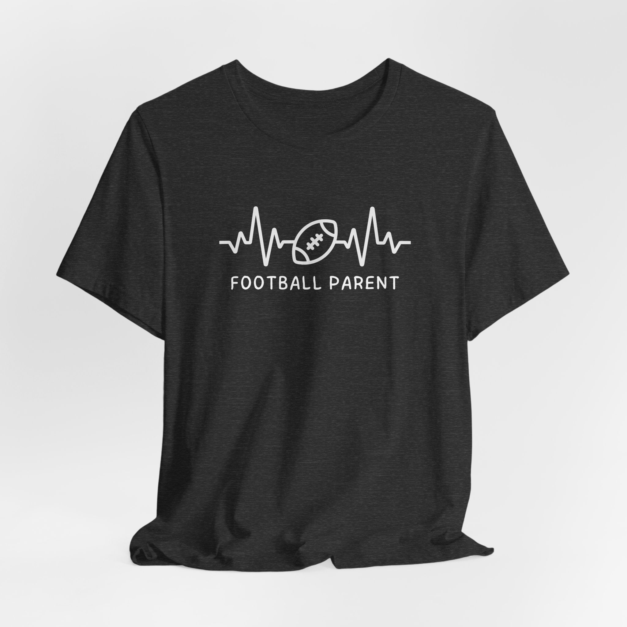 Football Parent T‑Shirt — Heartbeat EKG Football Design for Proud Moms & Dads