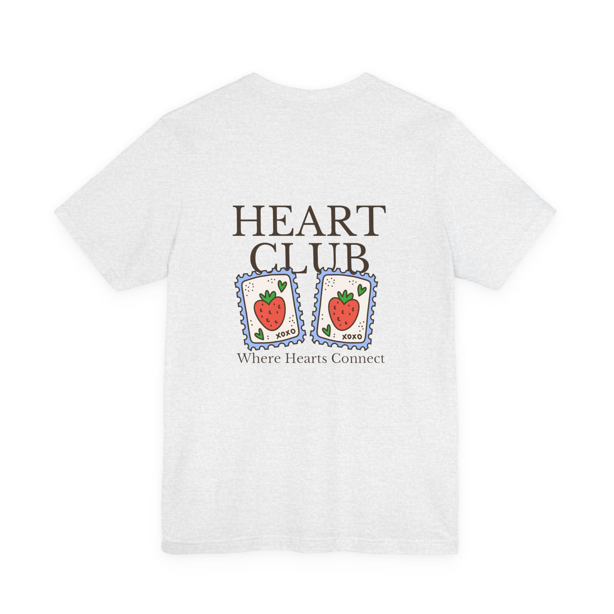 Heart Club Tee — Cute Strawberry Stamps Graphic Shirt (Where Hearts Connect)