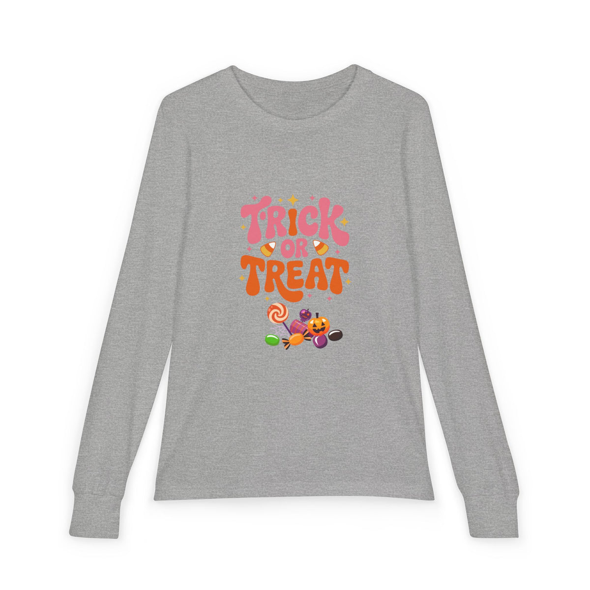 Trick or Treat Kids Long Sleeve Tee — Cute Halloween Candy Graphic
