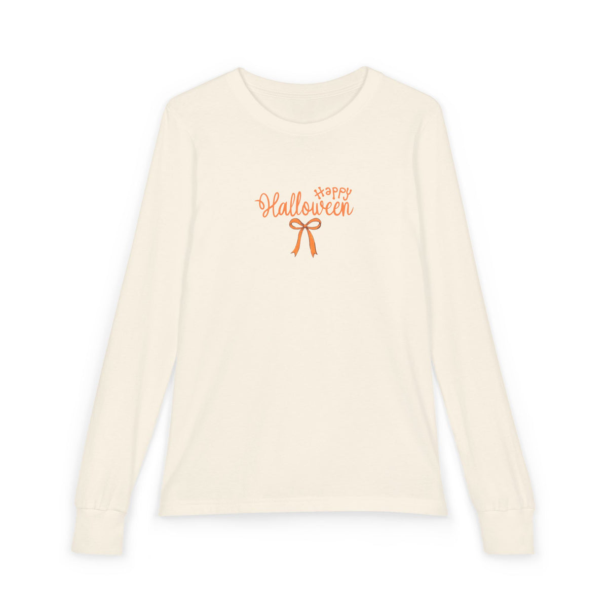 Youth Halloween Long Sleeve Tee — 'Happy Halloween' with Bow