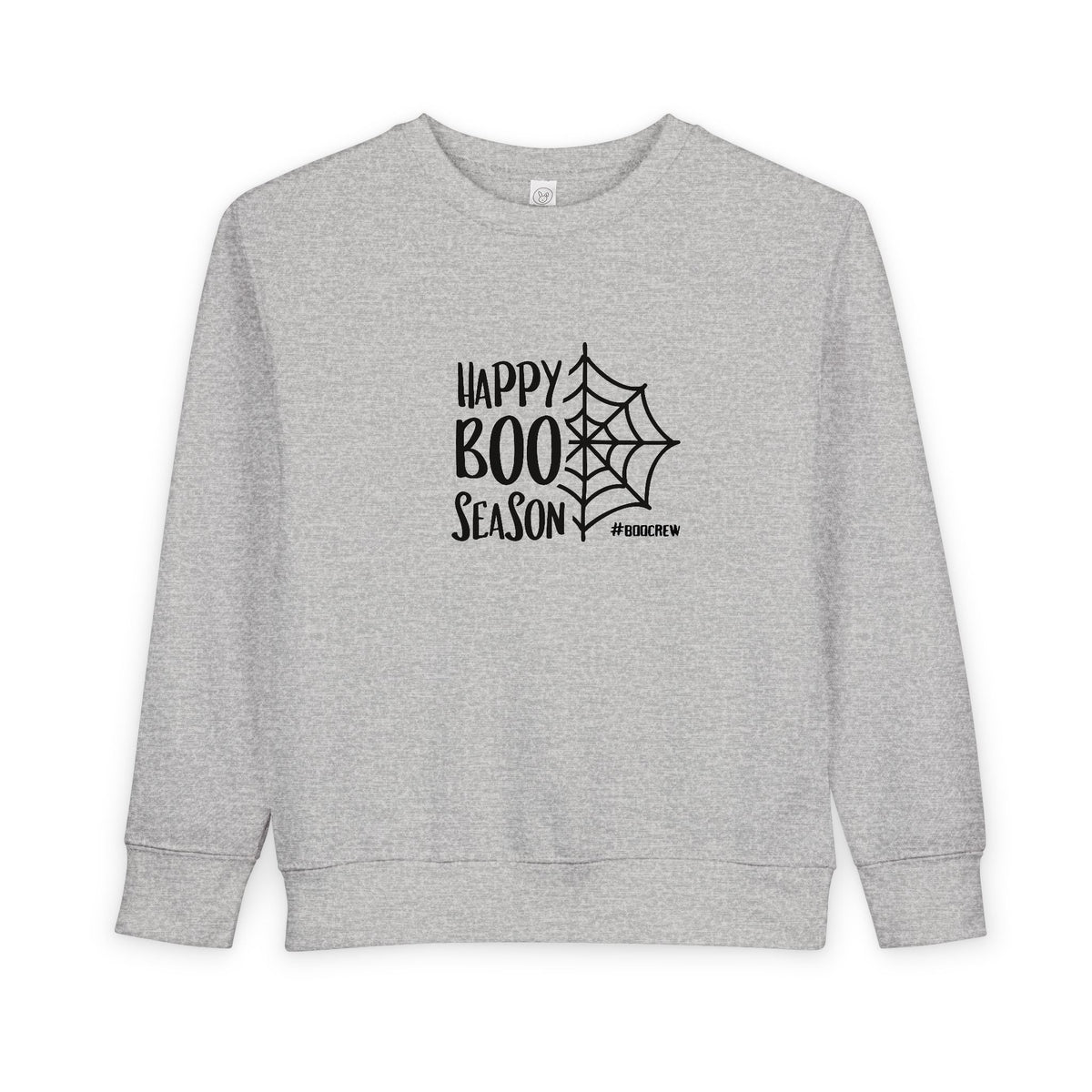 Toddler Sweatshirt - "Happy Boo Season" Halloween Spiderweb Kids Pullover