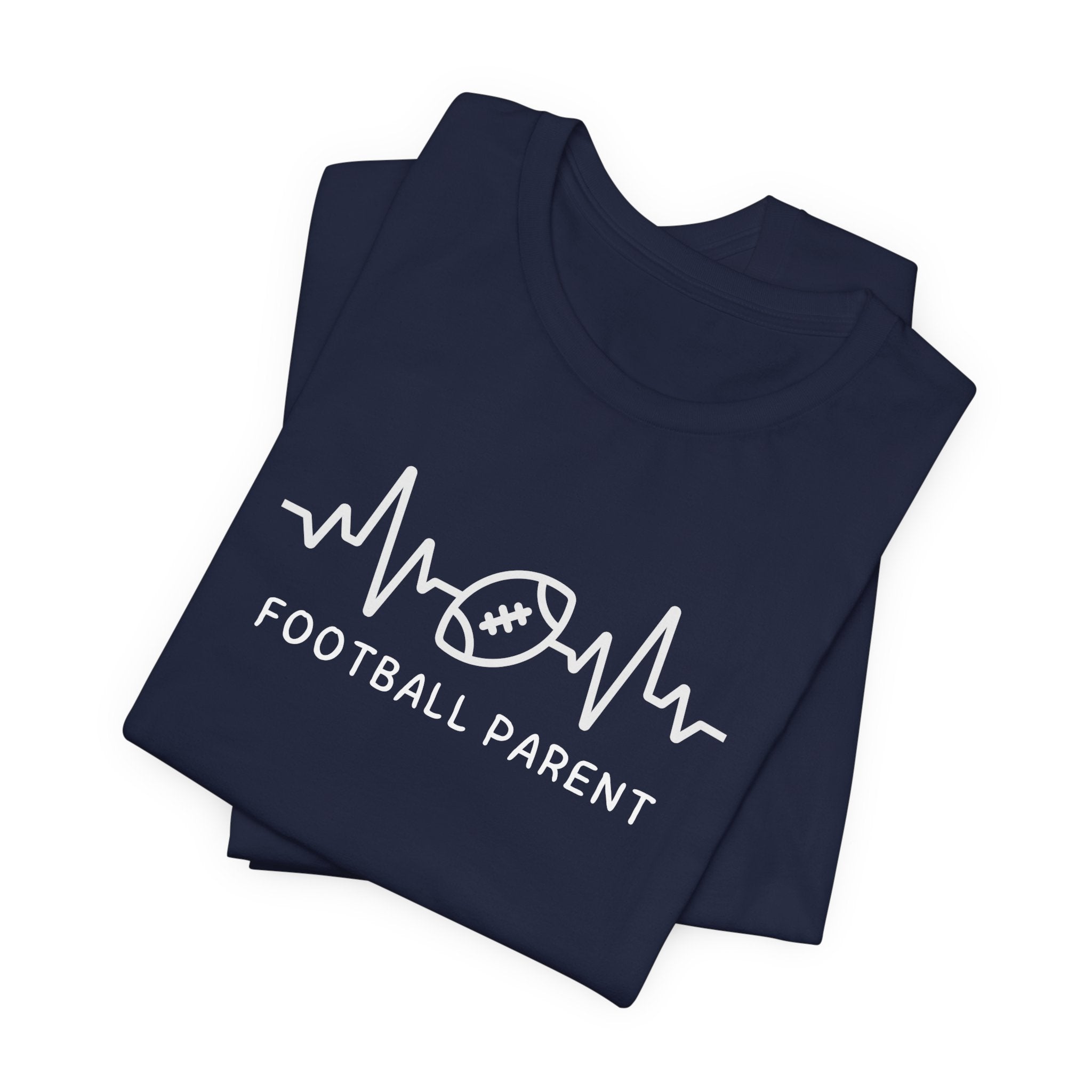 Football Parent T‑Shirt — Heartbeat EKG Football Design for Proud Moms & Dads