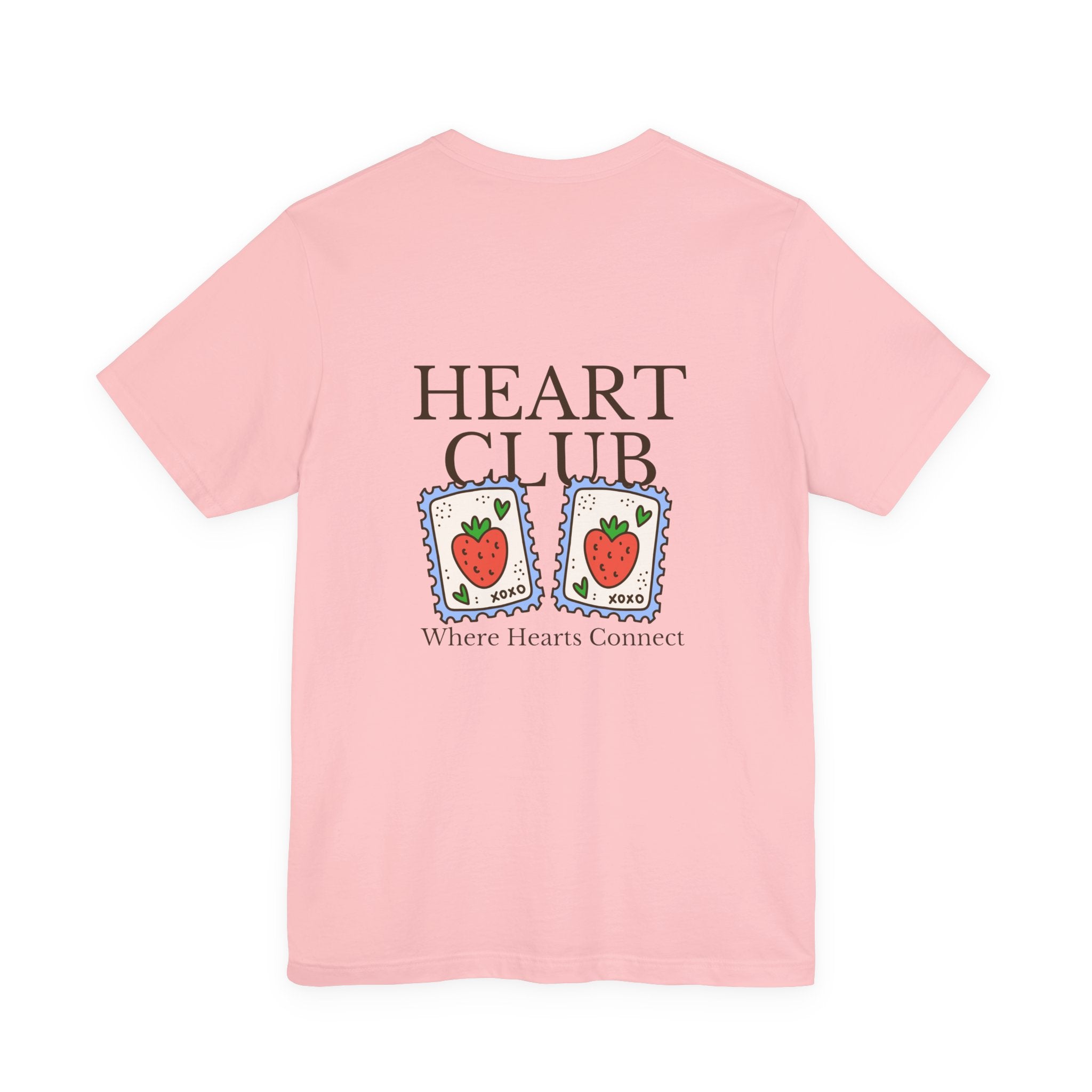 Heart Club Tee — Cute Strawberry Stamps Graphic Shirt (Where Hearts Connect)